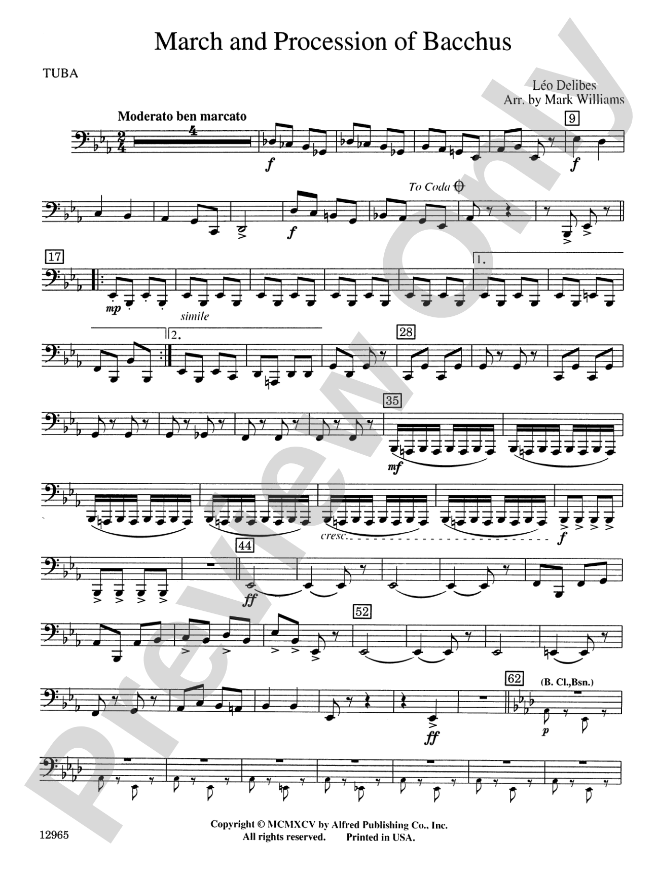 March and Procession of Bacchus: Tuba