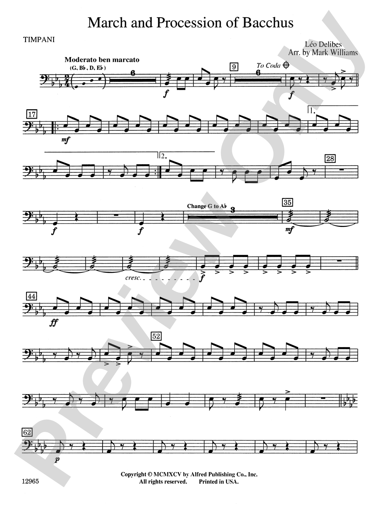 March and Procession of Bacchus: Timpani