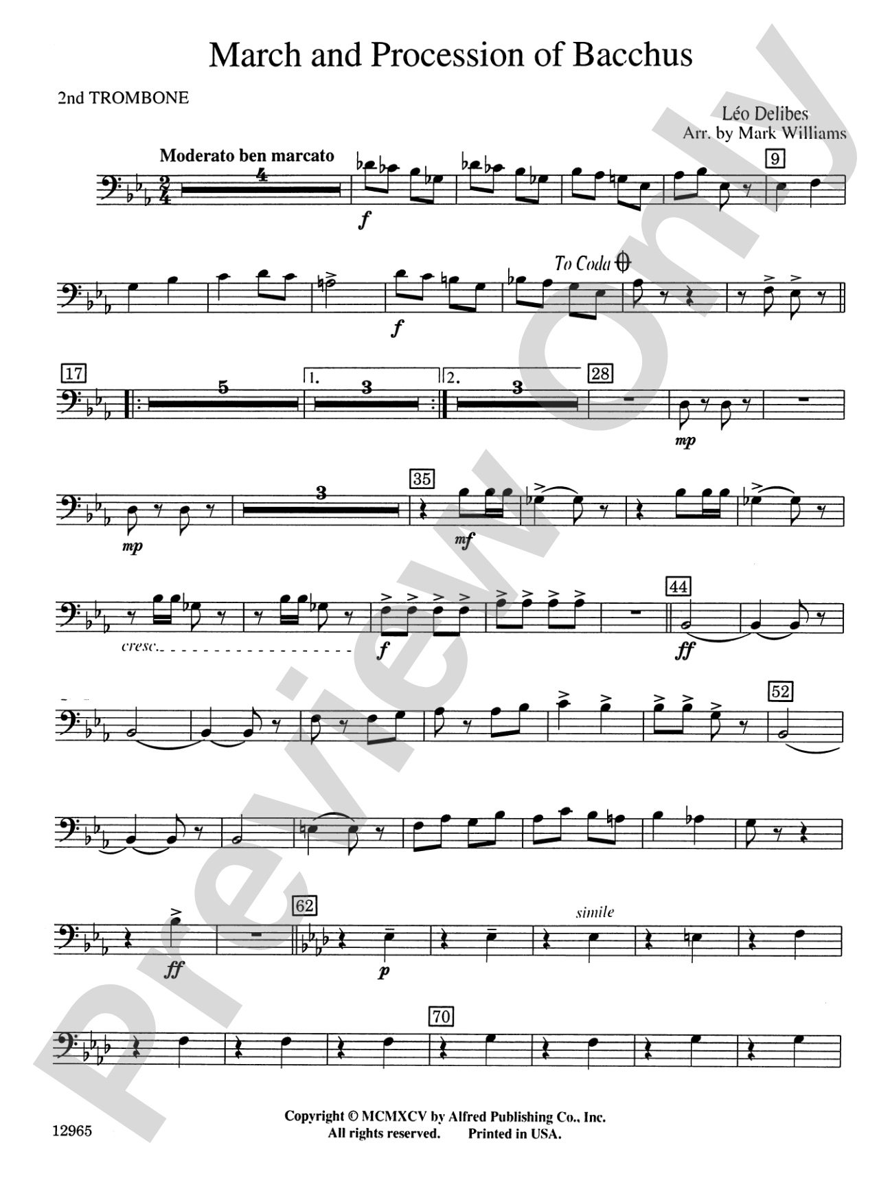 March and Procession of Bacchus: 2nd Trombone