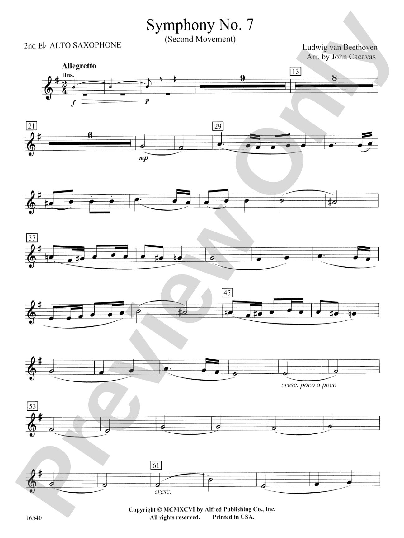 Symphony No. 7 (Second Movement): 2nd E-flat Alto Saxophone
