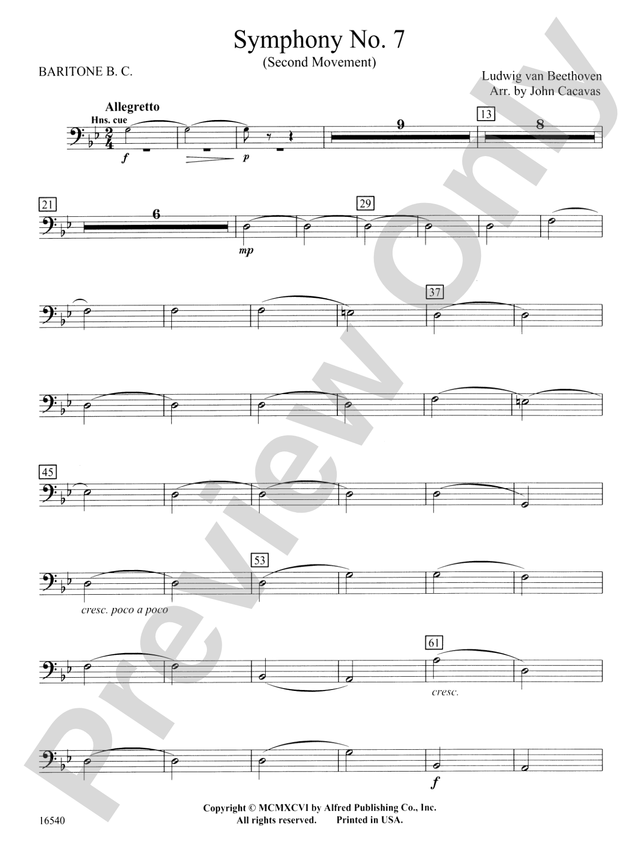 Symphony No. 7 (Second Movement): Baritone B.C.