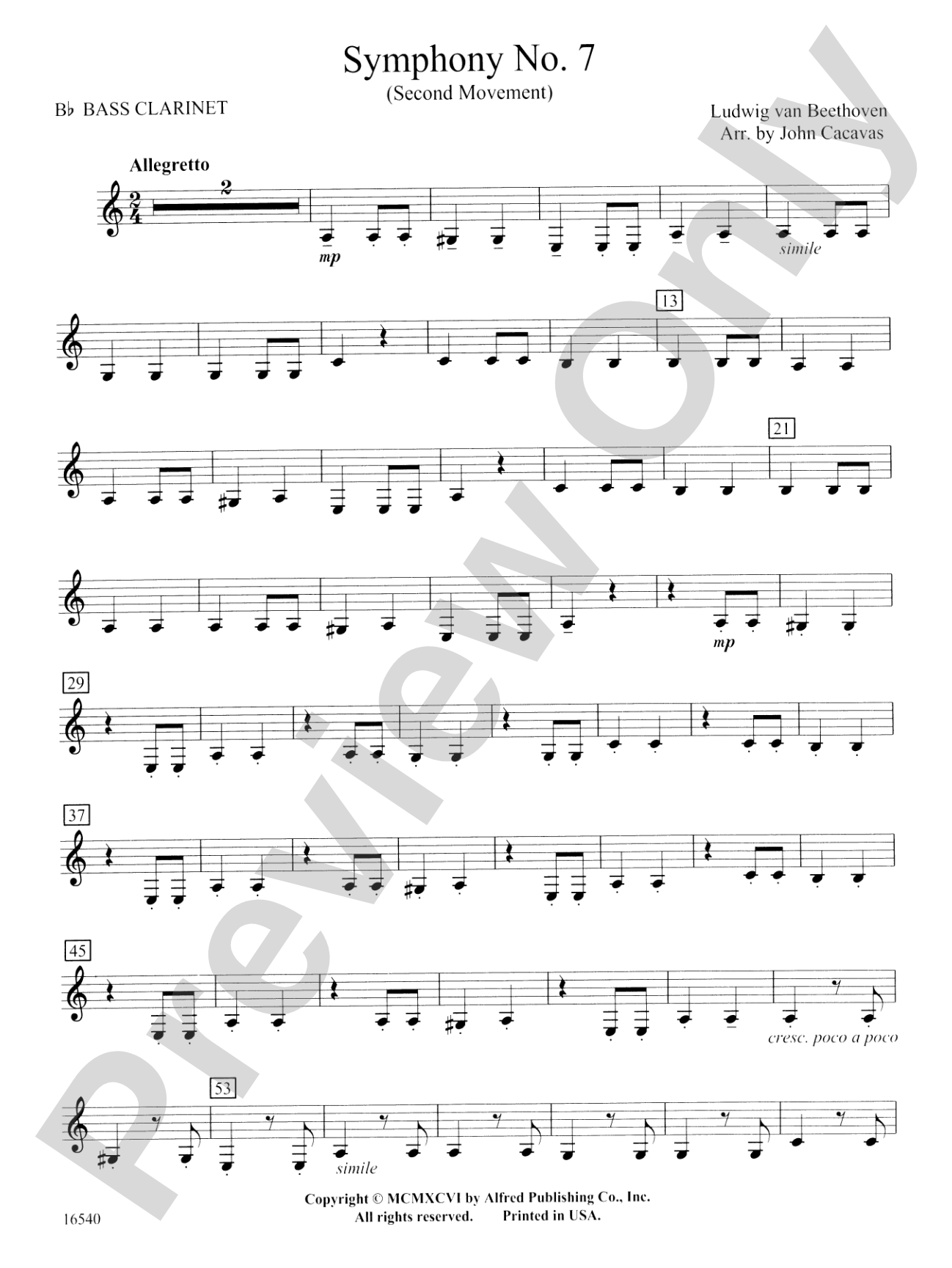 Symphony No. 7 (Second Movement): B-flat Bass Clarinet
