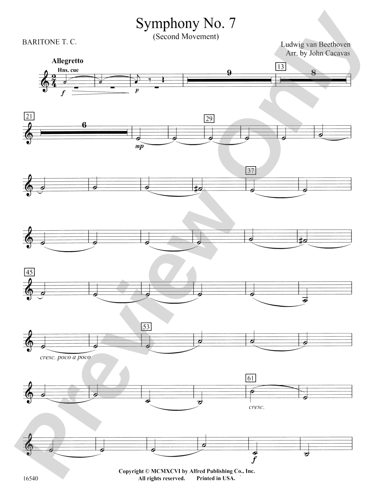 Symphony No. 7 (Second Movement): Baritone T.C.