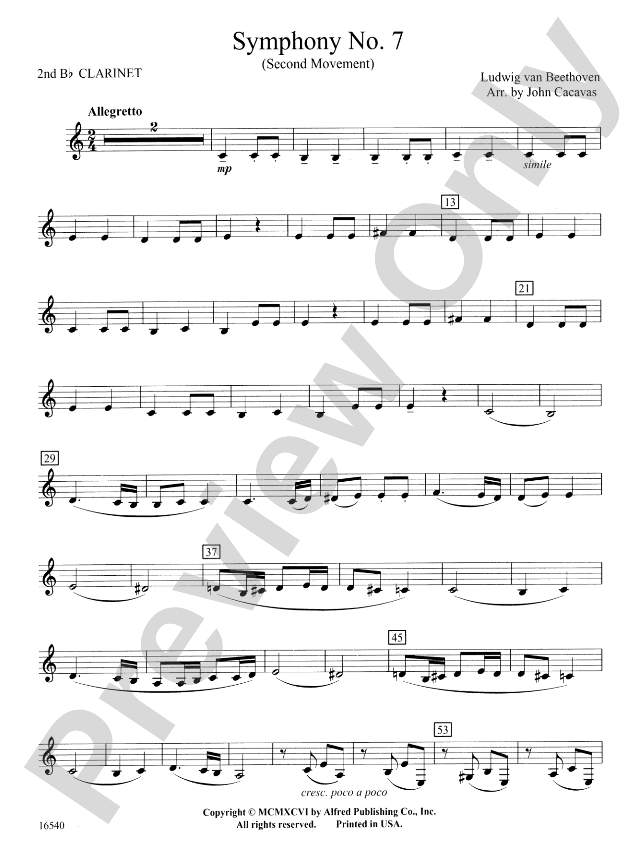 Symphony No. 7 (Second Movement): 2nd B-flat Clarinet