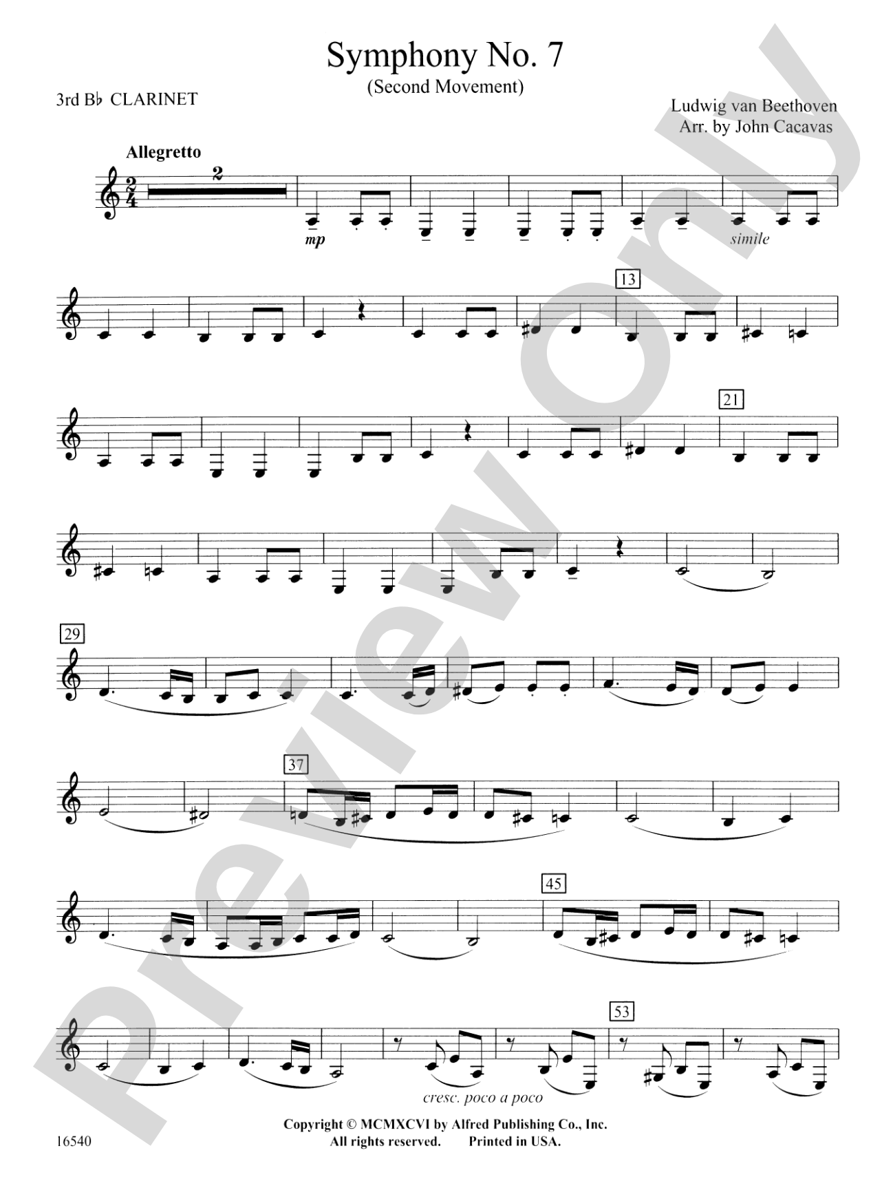 Symphony No. 7 (Second Movement): 3rd B-flat Clarinet
