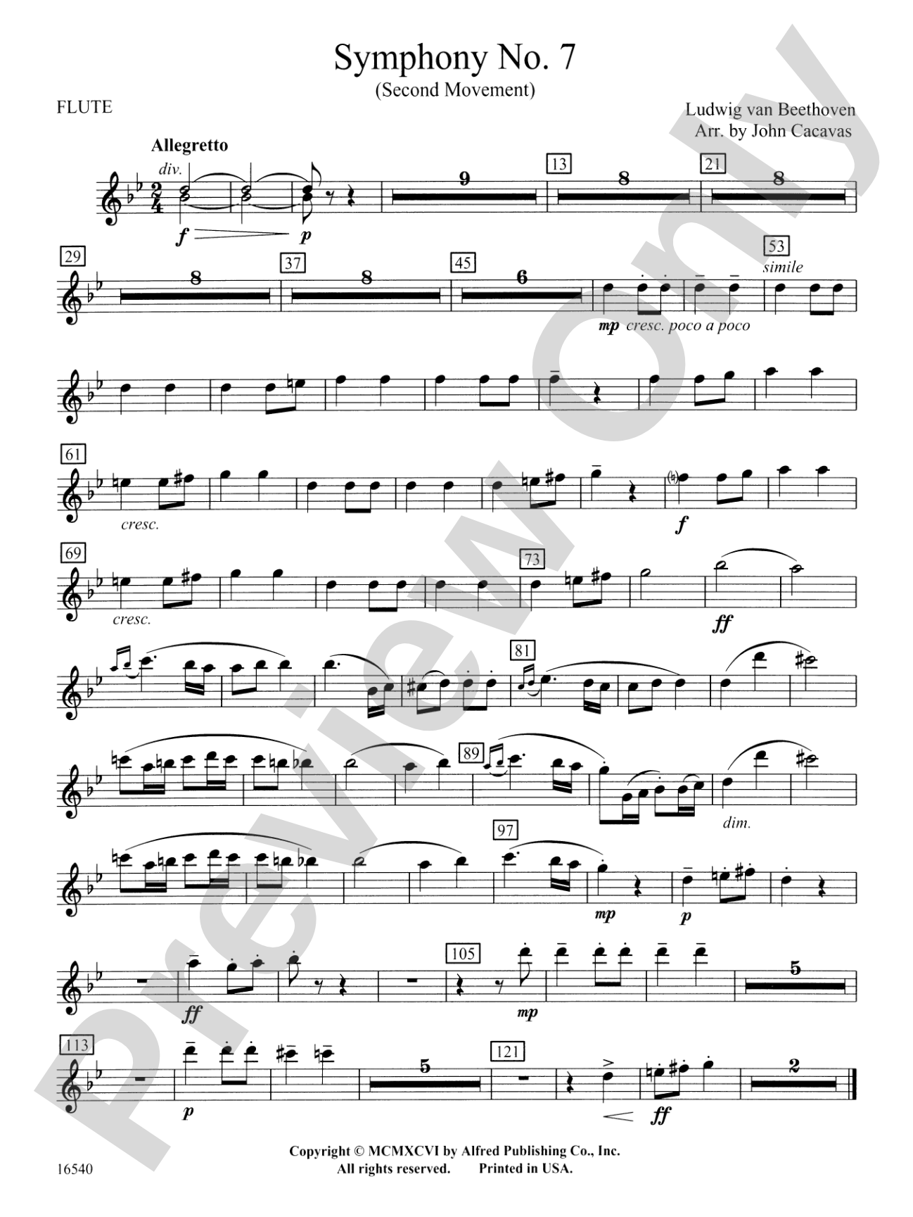 Symphony No. 7 (Second Movement): Flute