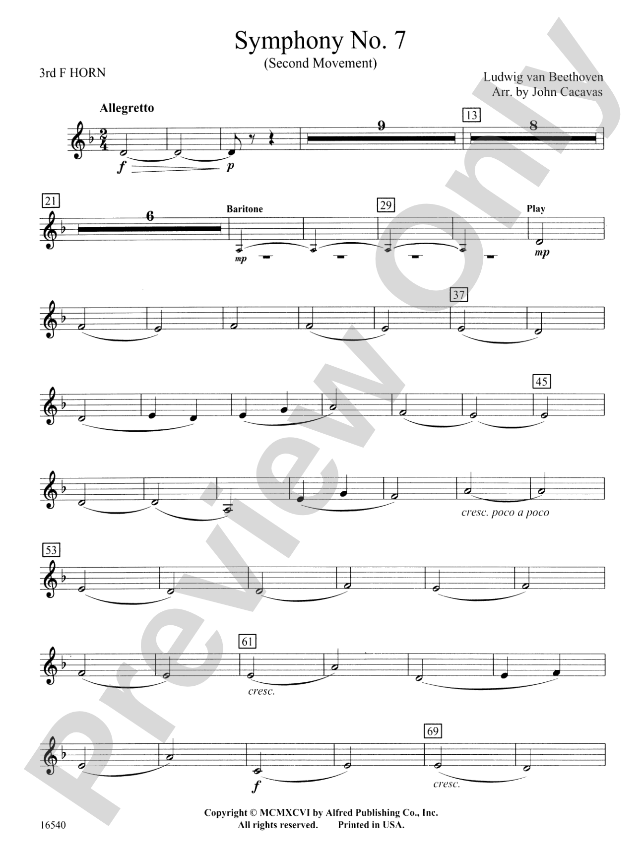 Symphony No. 7 (Second Movement): 3rd F Horn