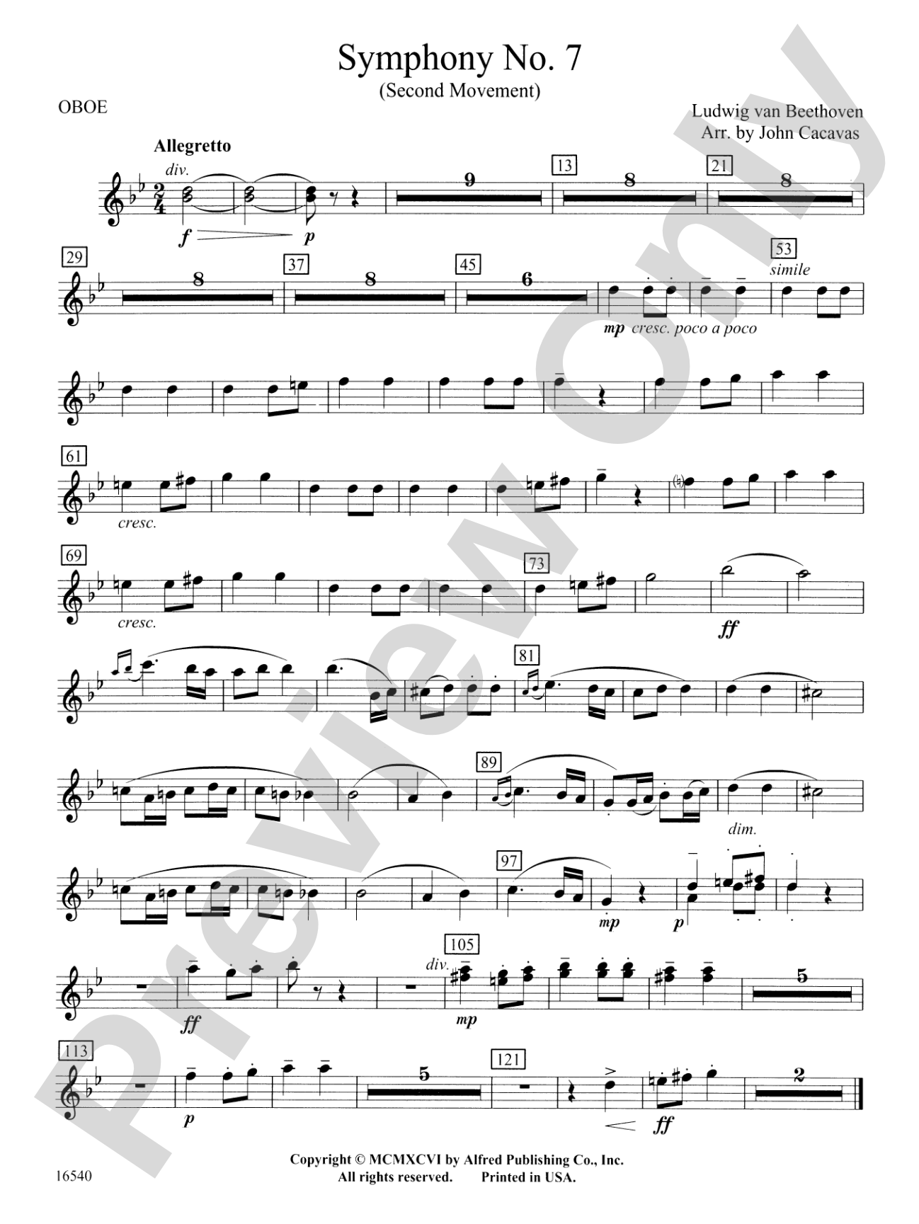 Symphony No. 7 (Second Movement): Oboe