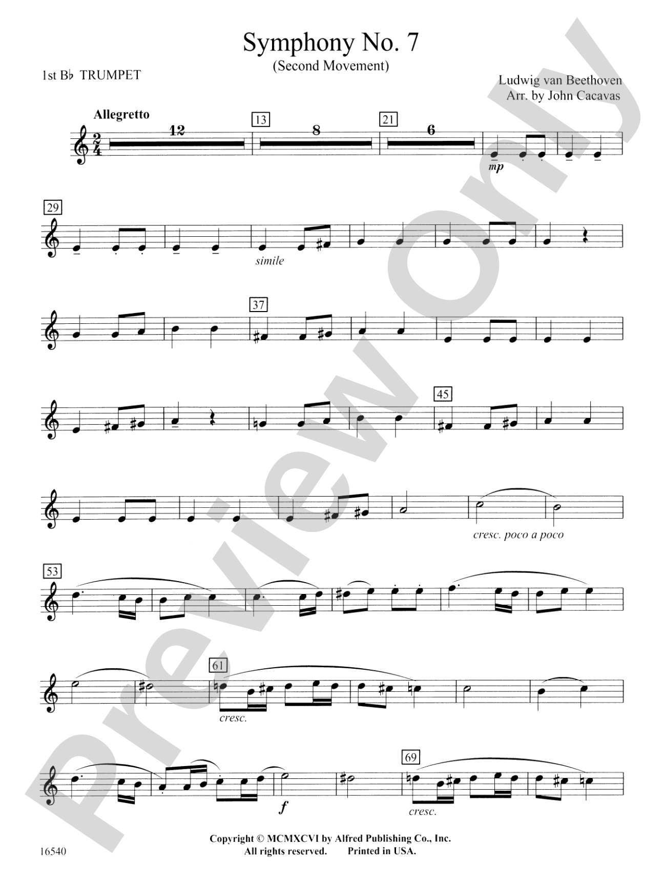 Symphony No. 7 (Second Movement): 1st B-flat Trumpet