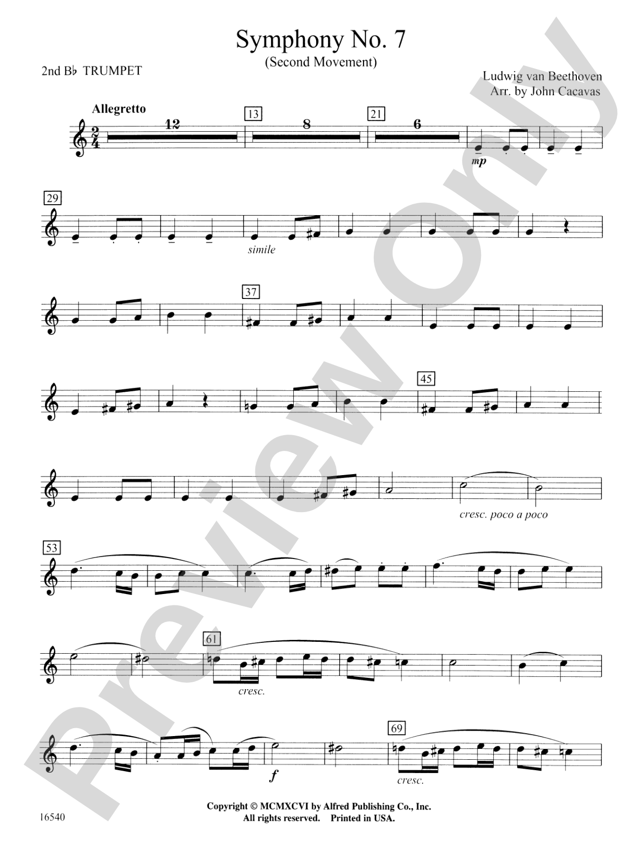 Symphony No. 7 (Second Movement): 2nd B-flat Trumpet