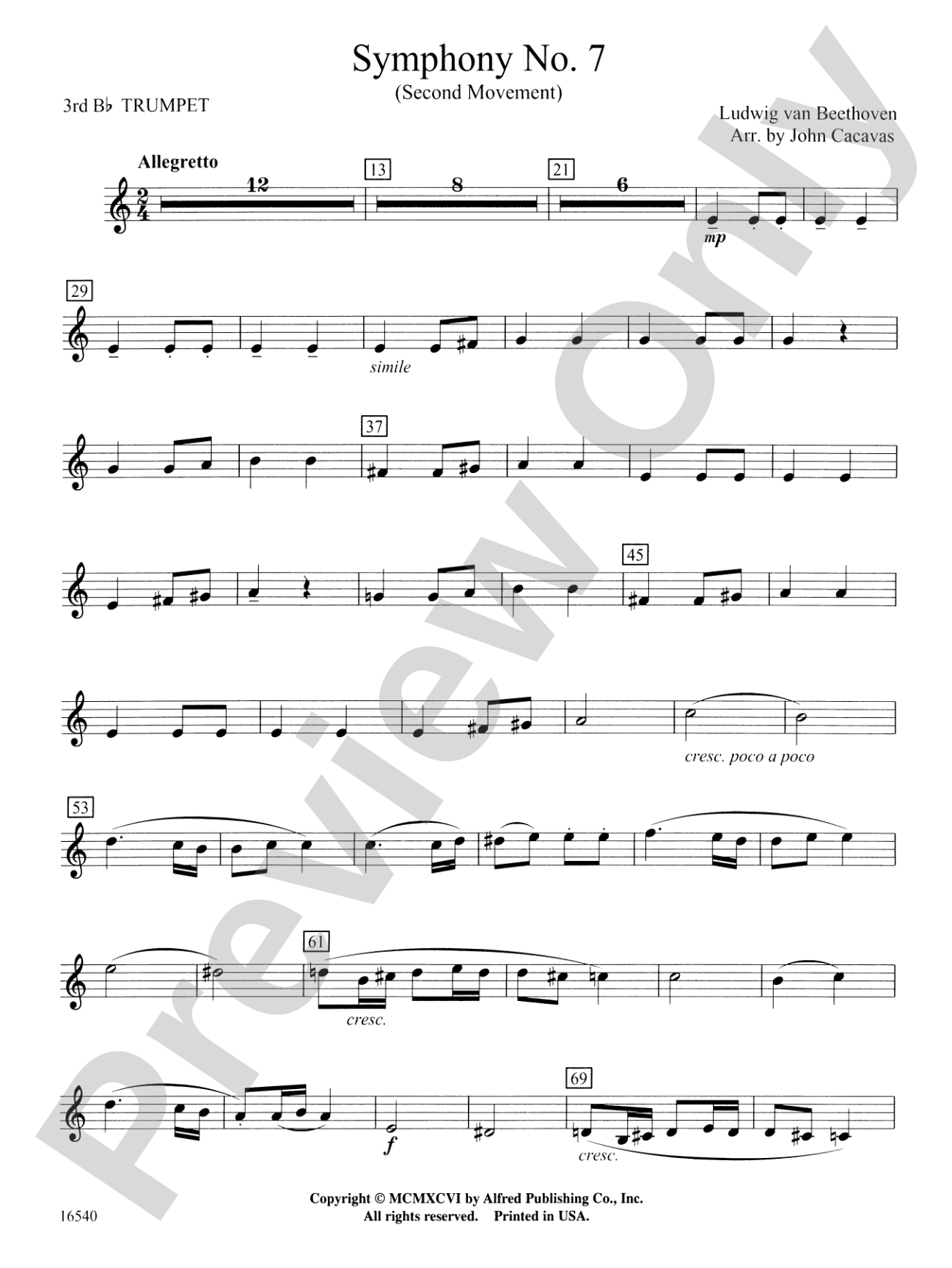 Symphony No. 7 (Second Movement): 3rd B-flat Trumpet