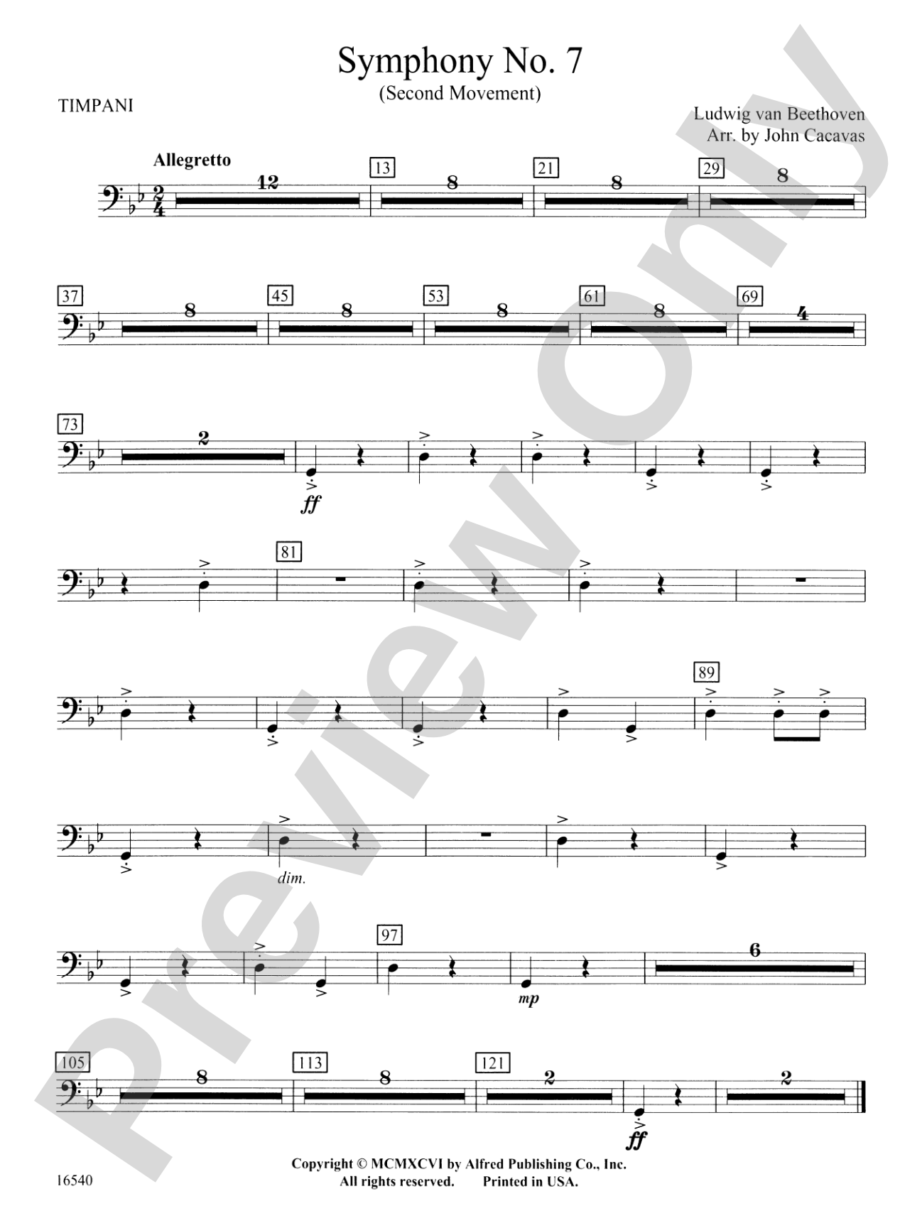 Symphony No. 7 (Second Movement): Timpani
