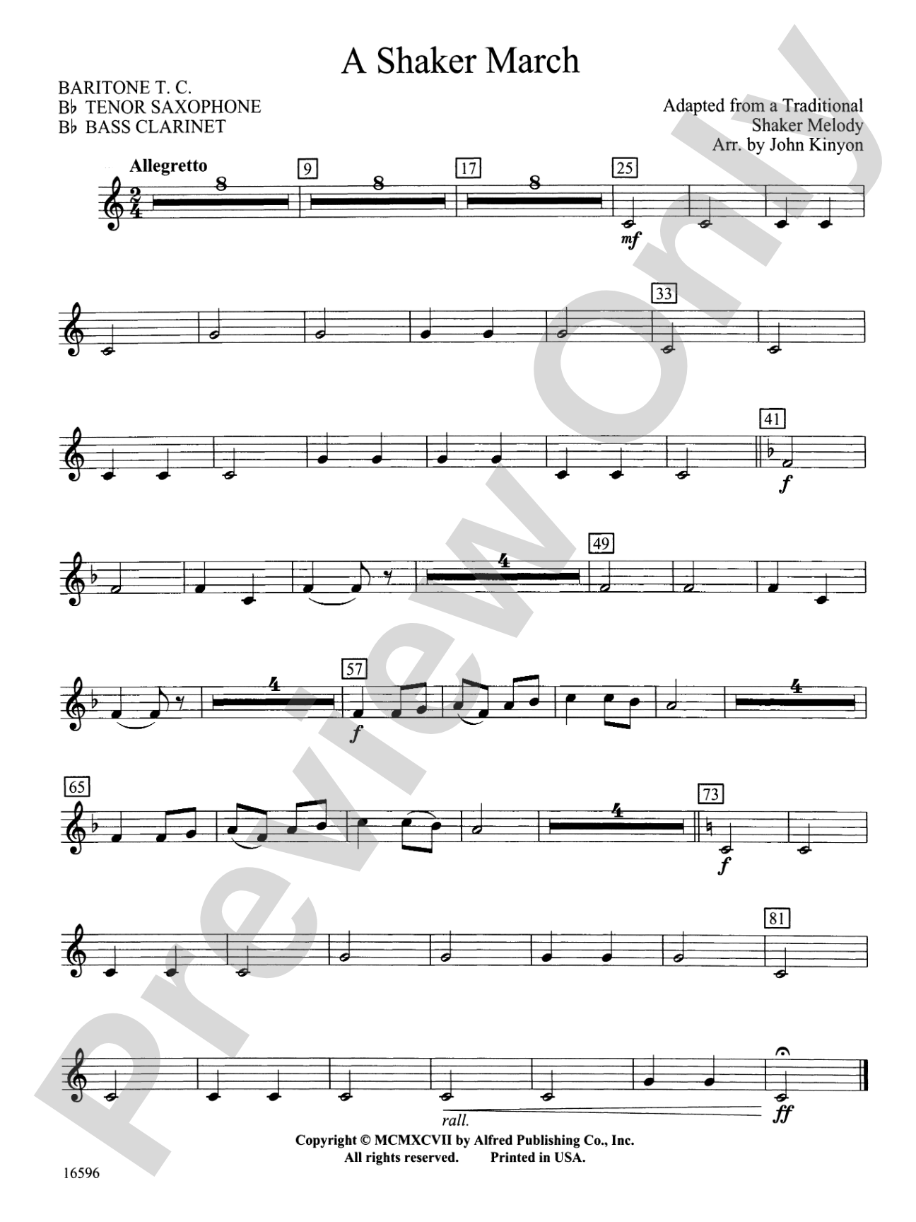 A Shaker March: Baritone T.C.
