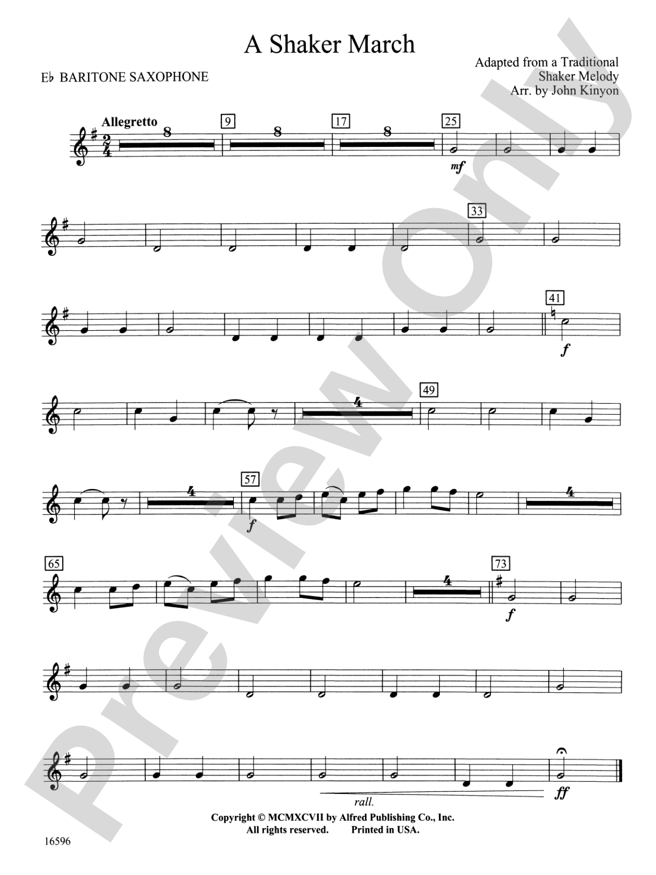 A Shaker March: E-flat Baritone Saxophone