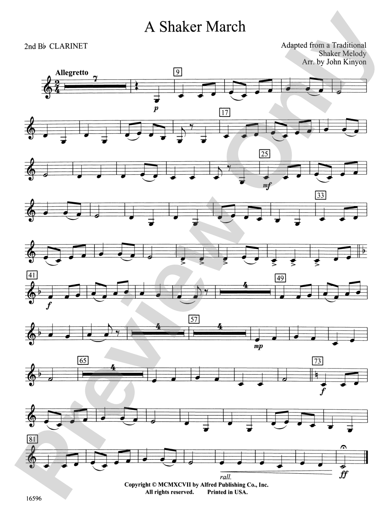 A Shaker March: 2nd B-flat Clarinet