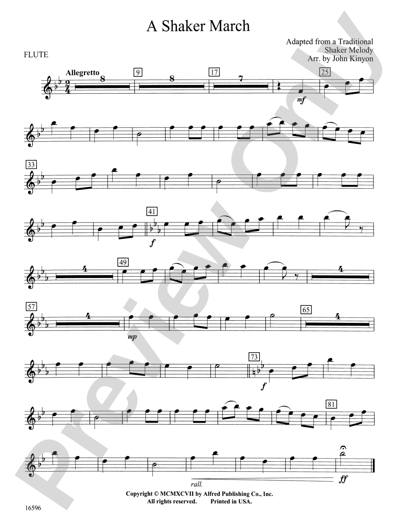 A Shaker March: Flute
