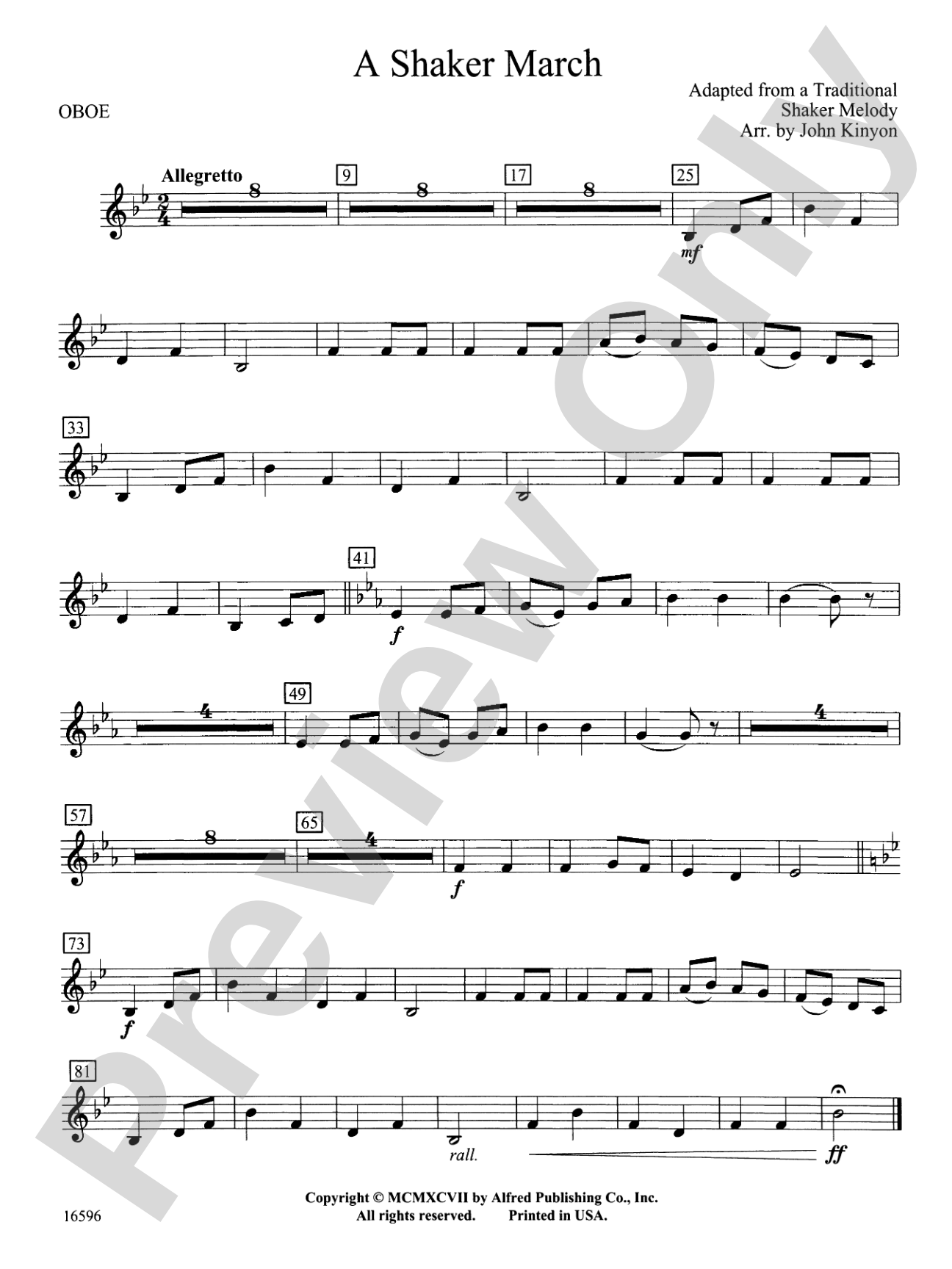 A Shaker March: Oboe