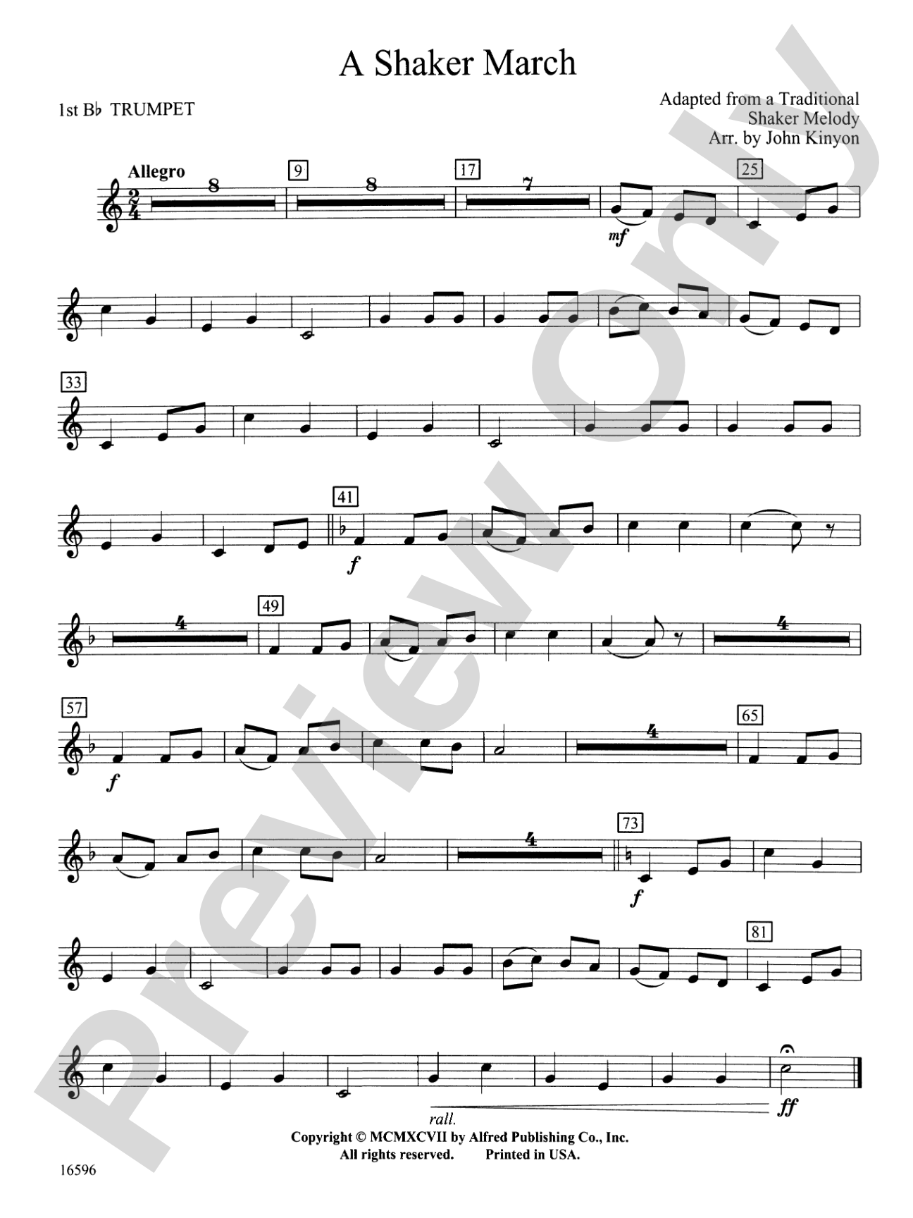 A Shaker March: 1st B-flat Trumpet