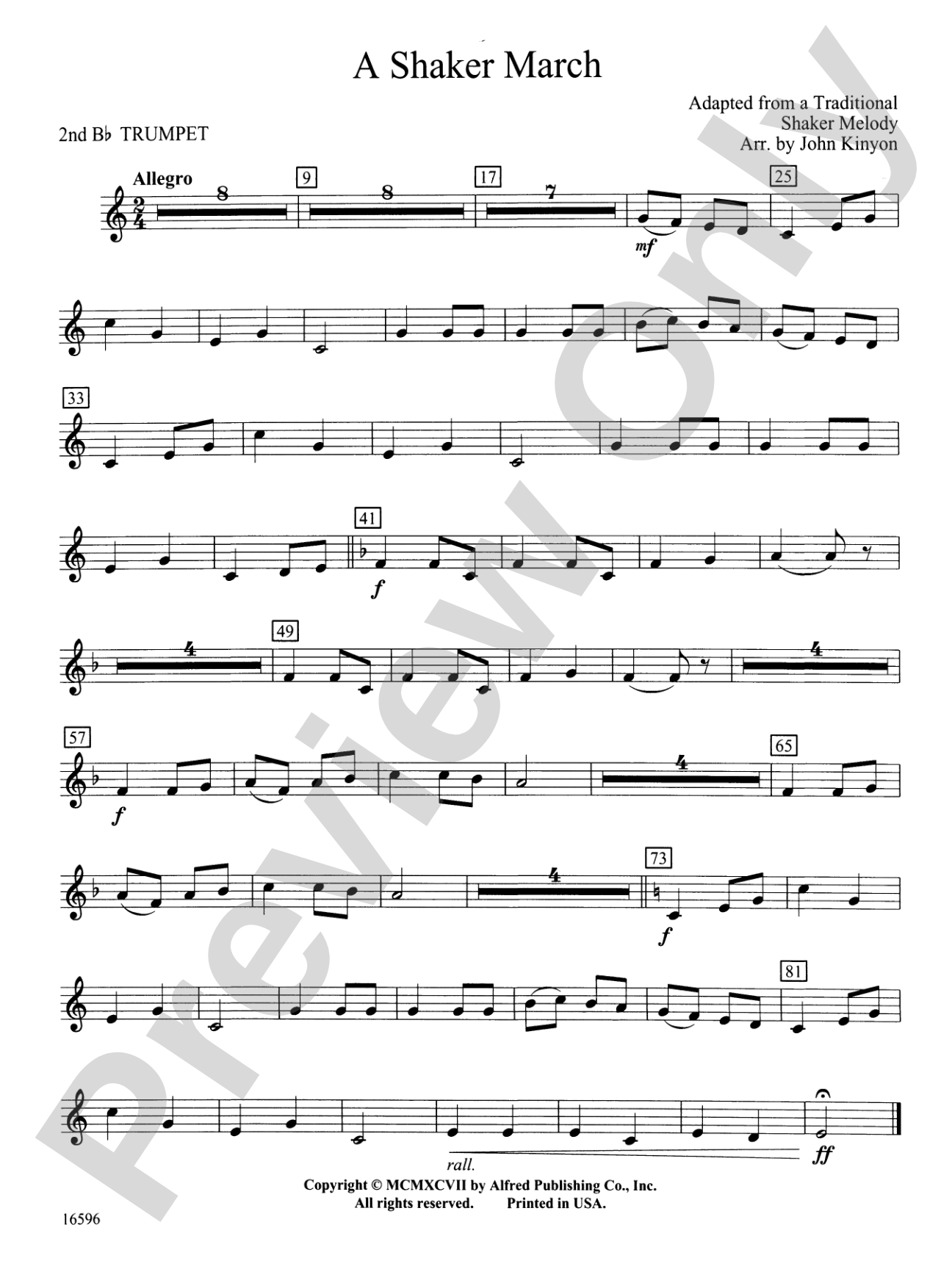 A Shaker March: 2nd B-flat Trumpet
