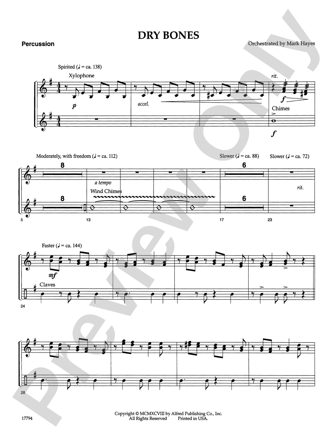 Dry Bones: 1st Percussion: Choral SoundPax