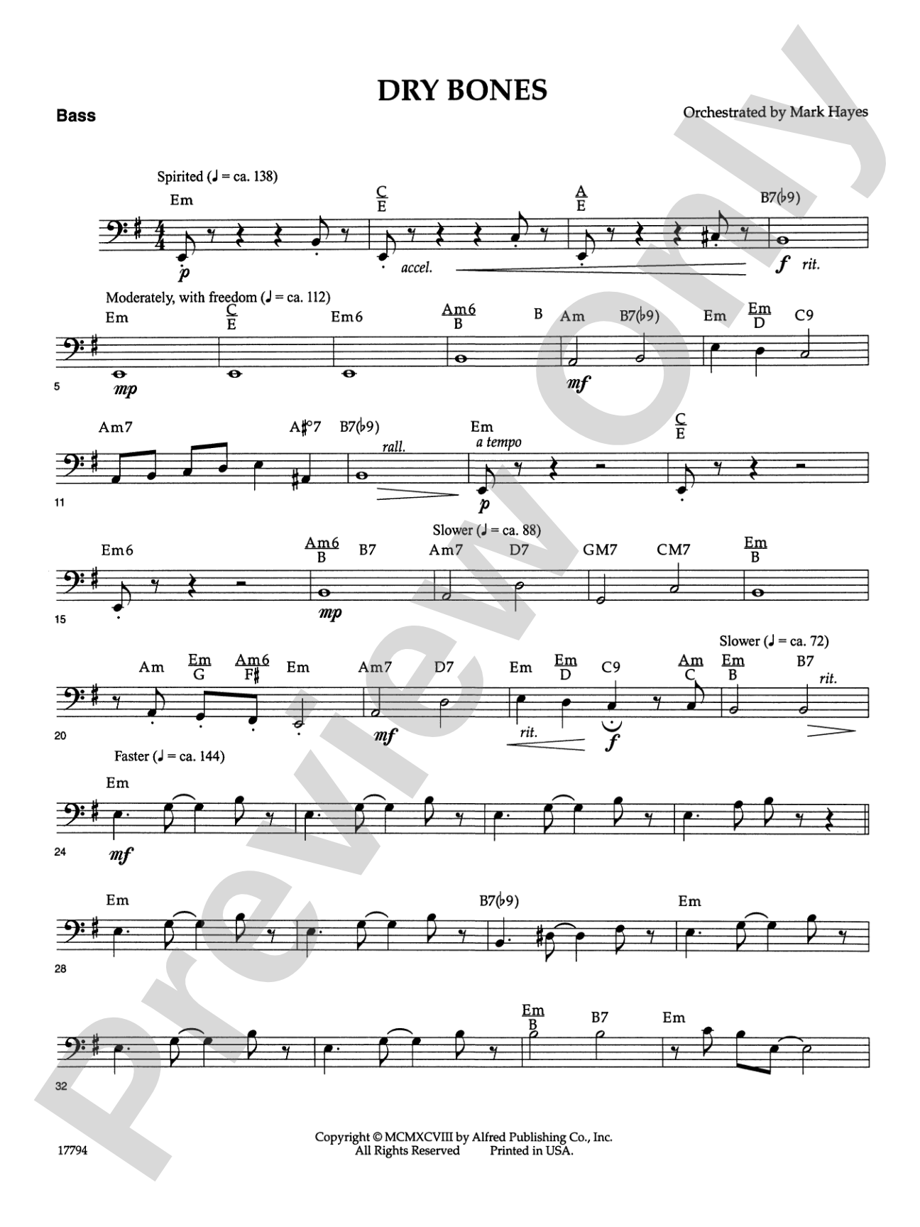 Dry Bones: String Bass: Choral SoundPax