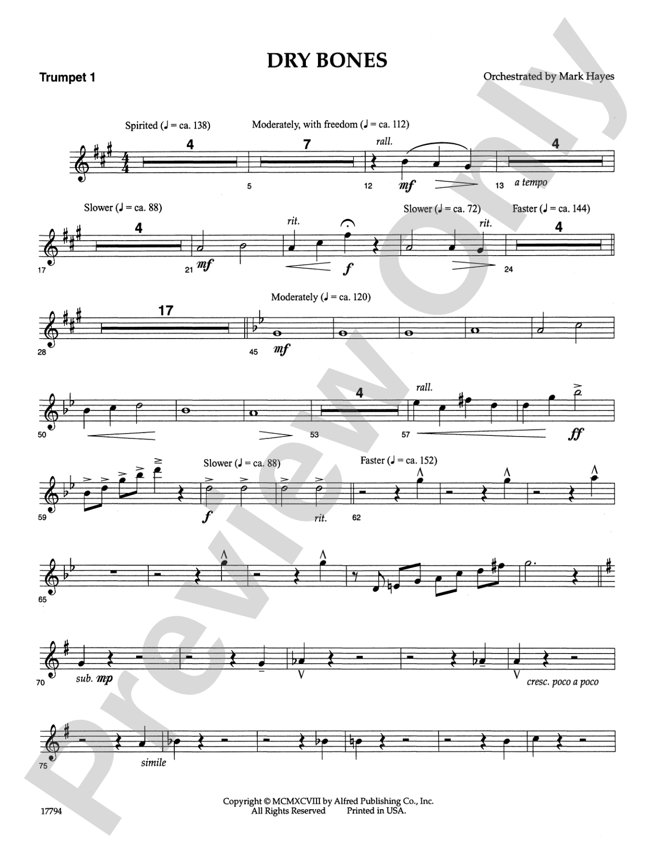 Dry Bones: 1st B-flat Trumpet: Choral SoundPax