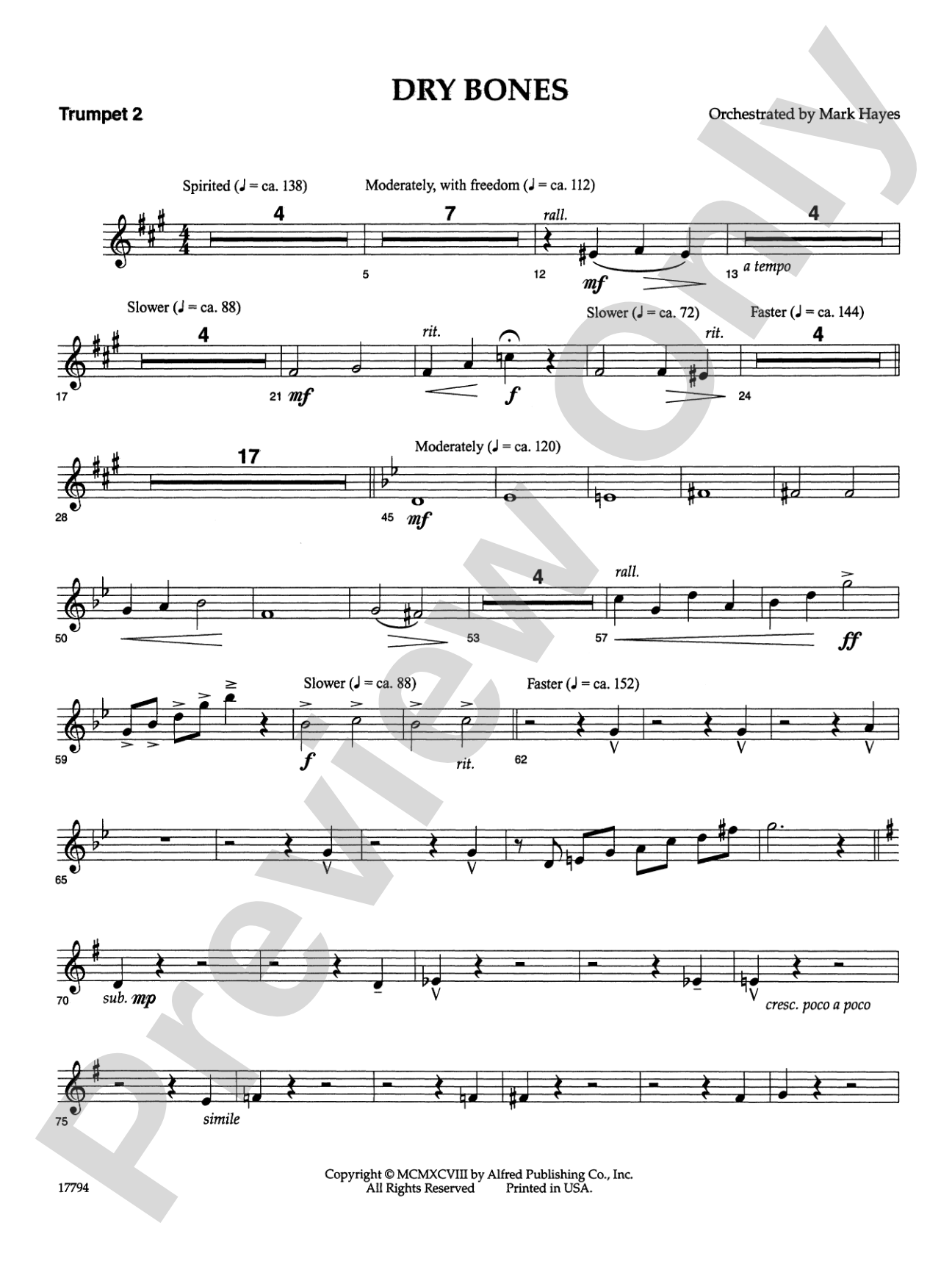 Dry Bones: 2nd B-flat Trumpet: Choral SoundPax