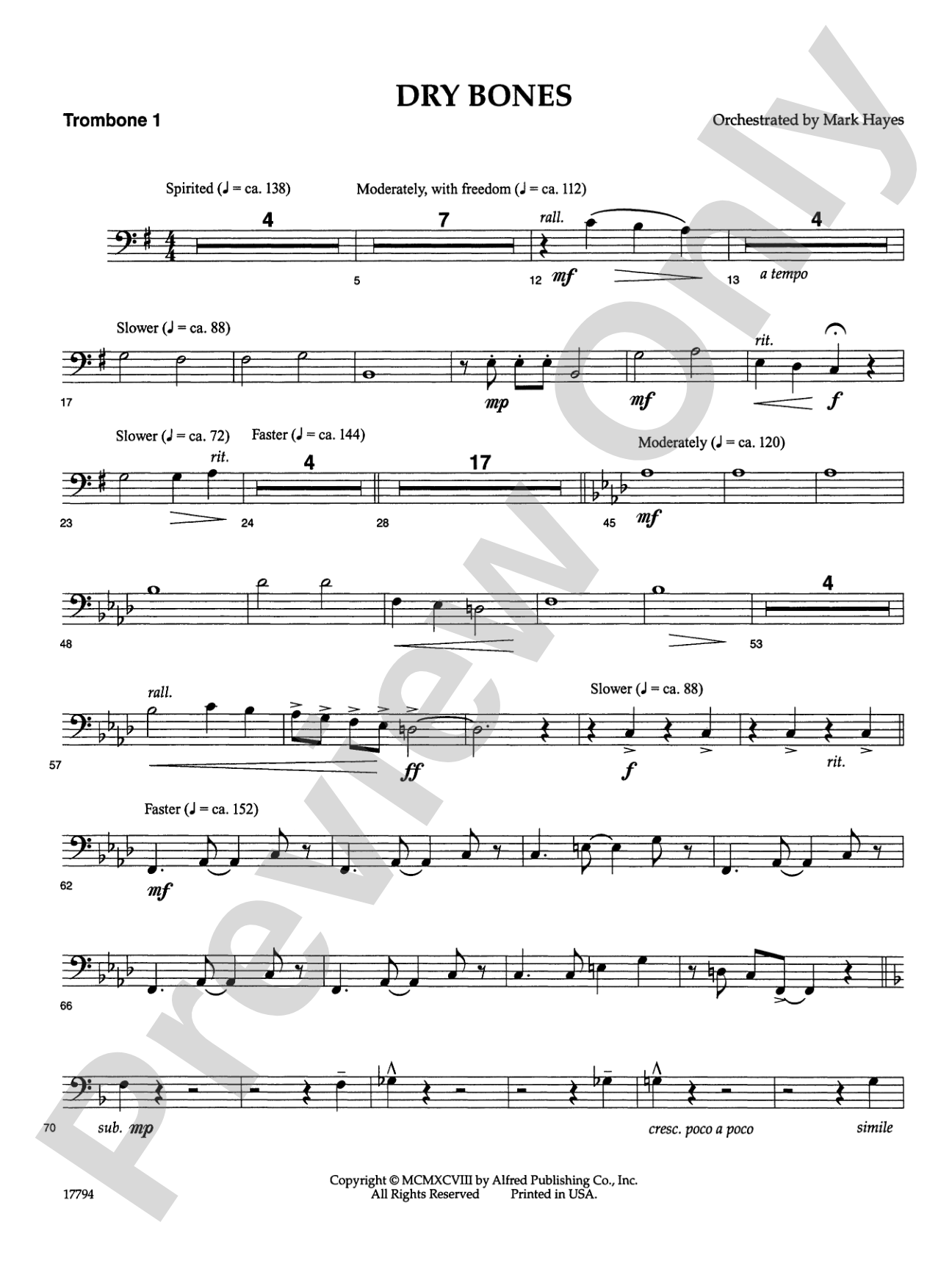 Dry Bones: 1st Trombone: Choral SoundPax