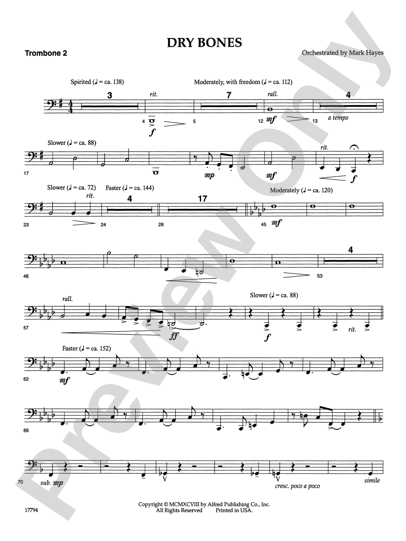 Dry Bones: 2nd Trombone: Choral SoundPax