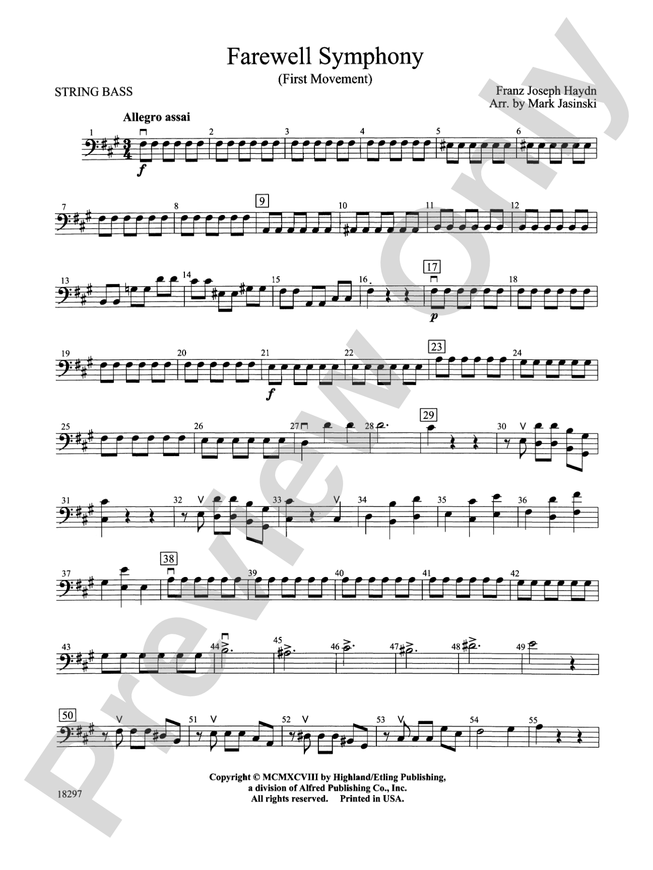 Farewell Symphony, 1st Movement: String Bass