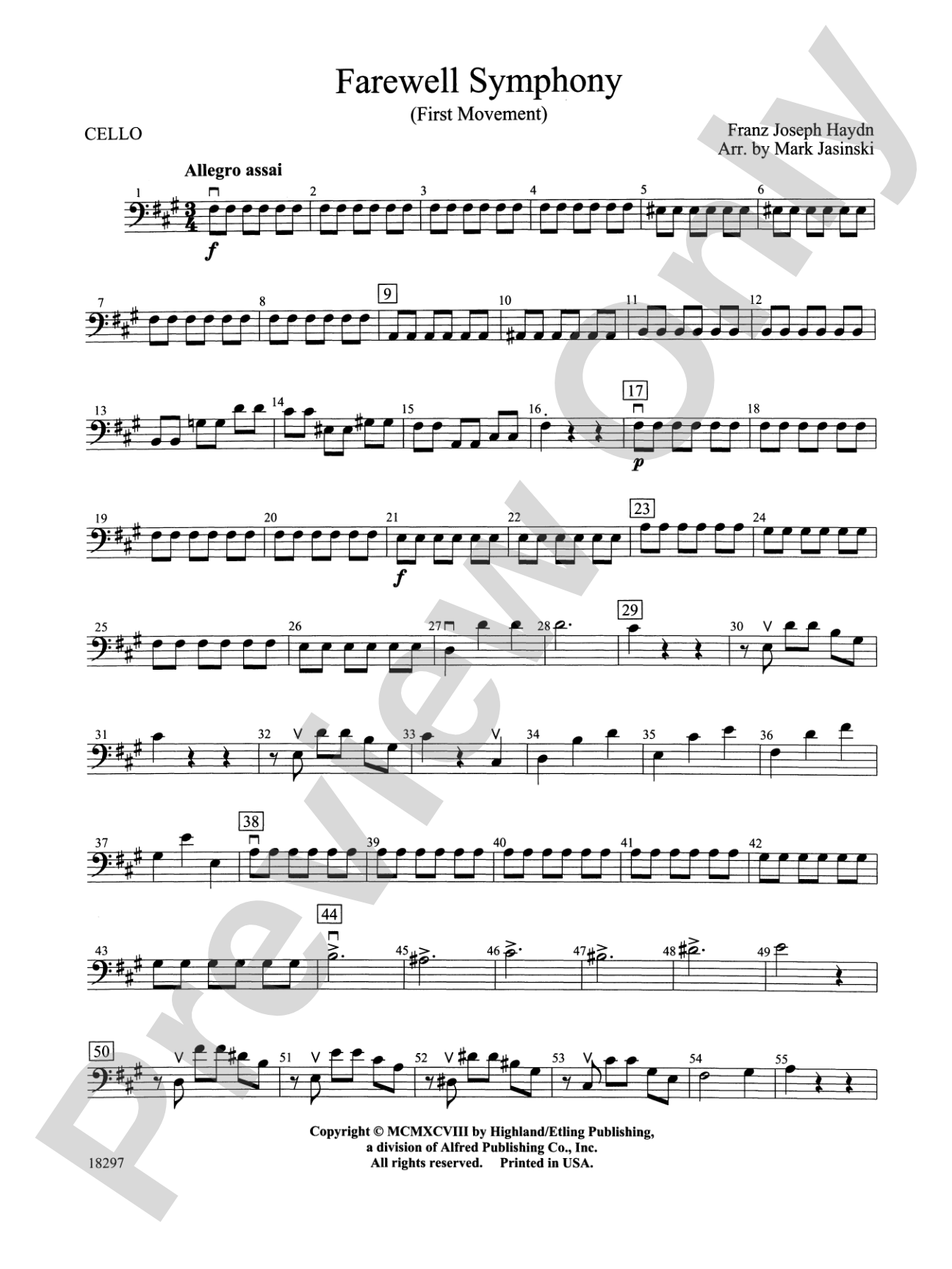 Farewell Symphony, 1st Movement: Cello