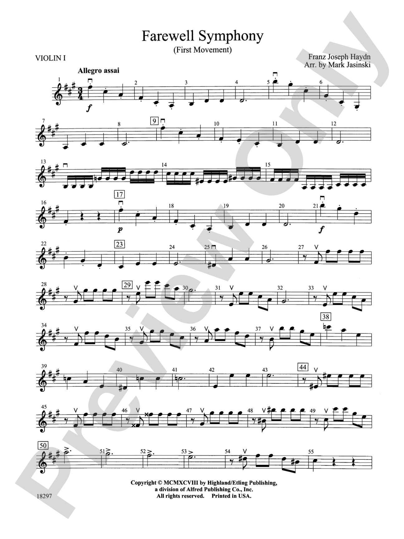 Farewell Symphony, 1st Movement: 1st Violin