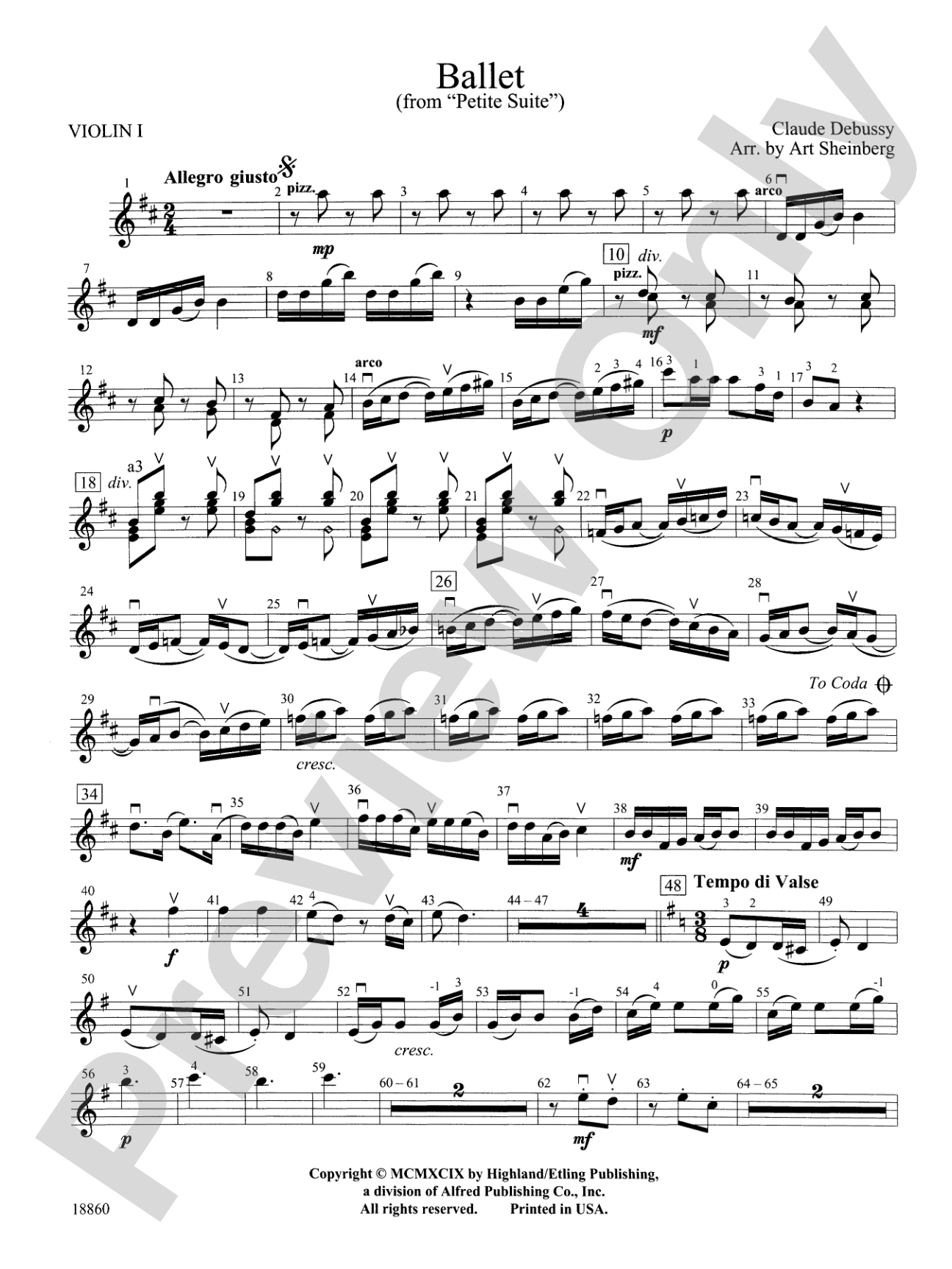 Ballet from Petite Suite: 1st Violin