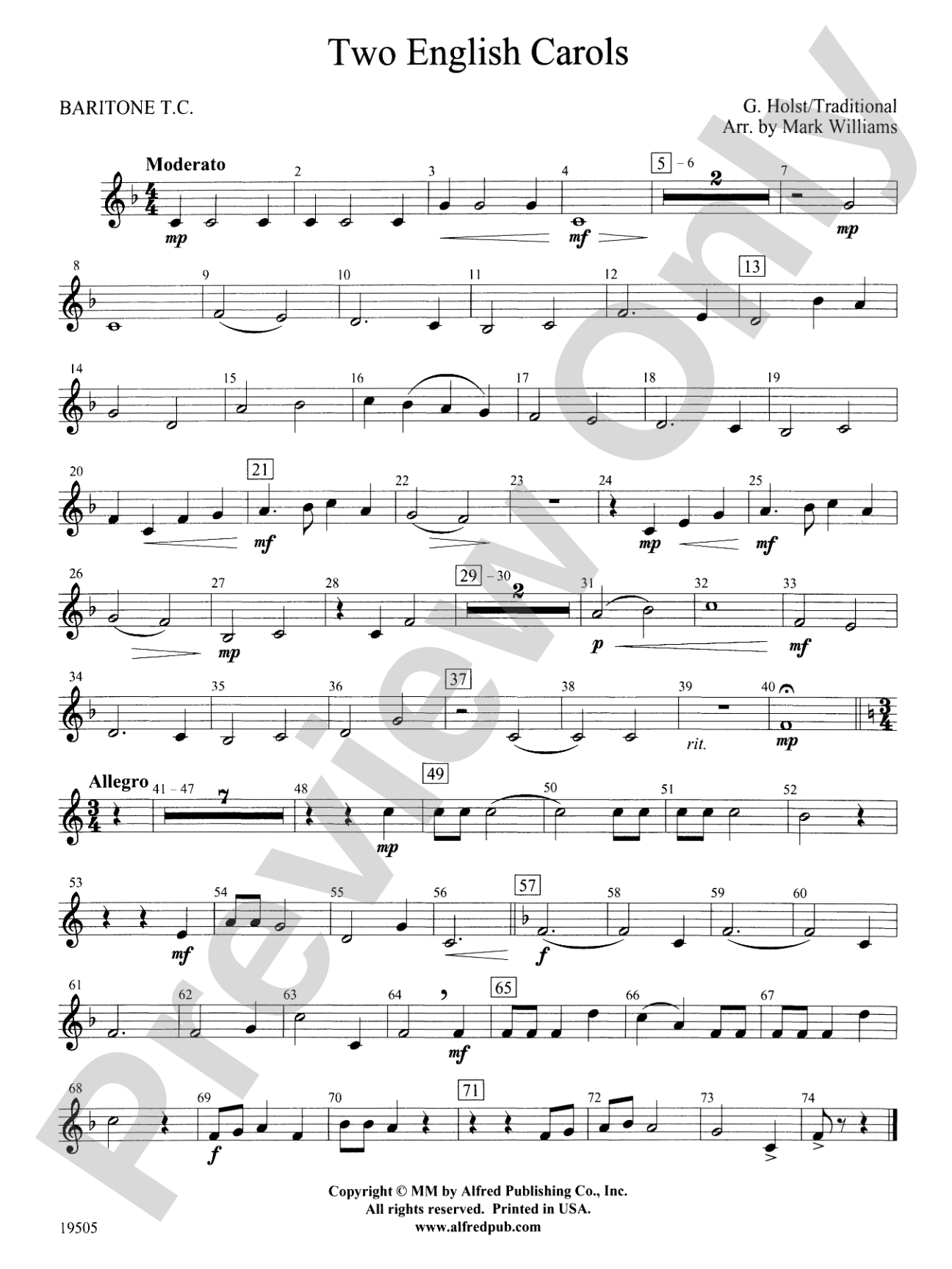 Two English Carols: Baritone T.C.