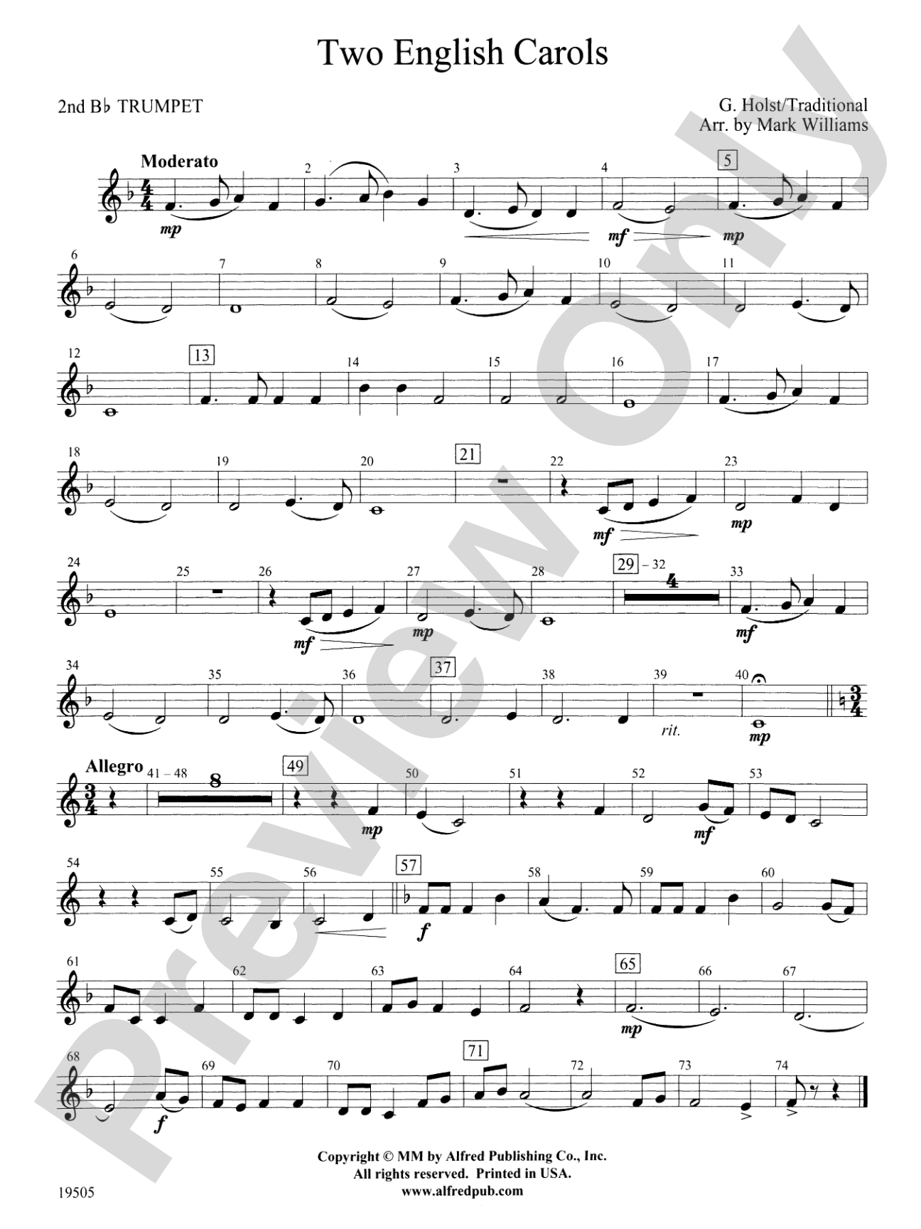 Two English Carols: 2nd B-flat Trumpet