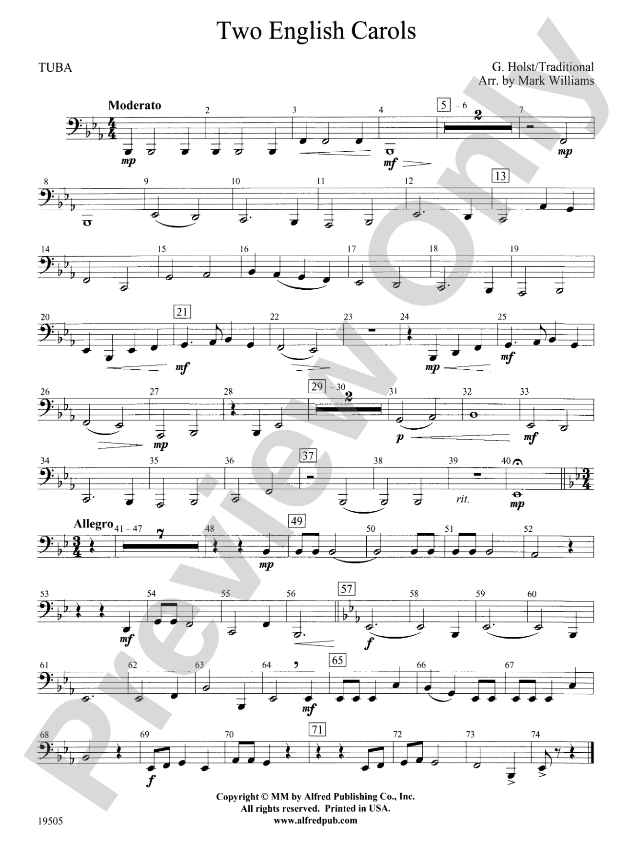 Two English Carols: Tuba