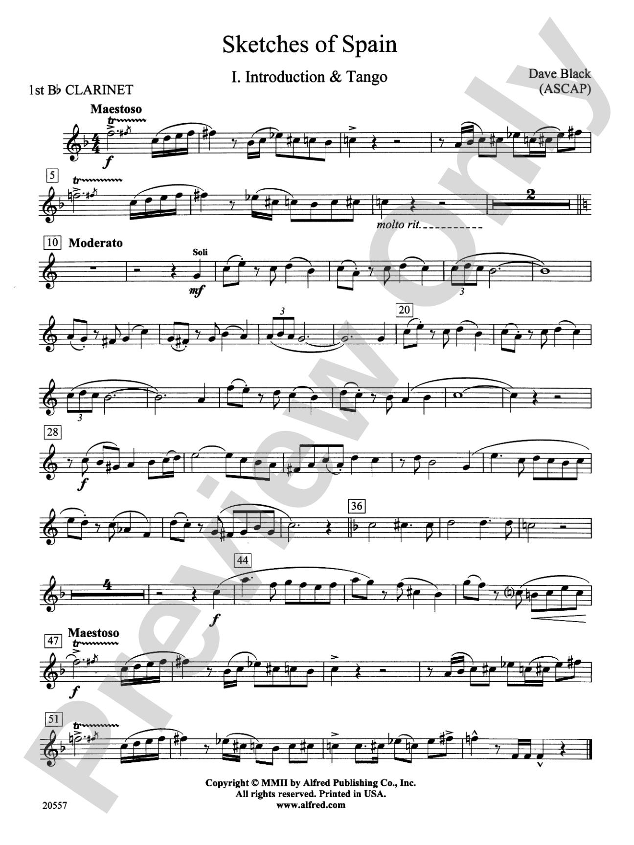 Sketches of Spain: 1st B-flat Clarinet