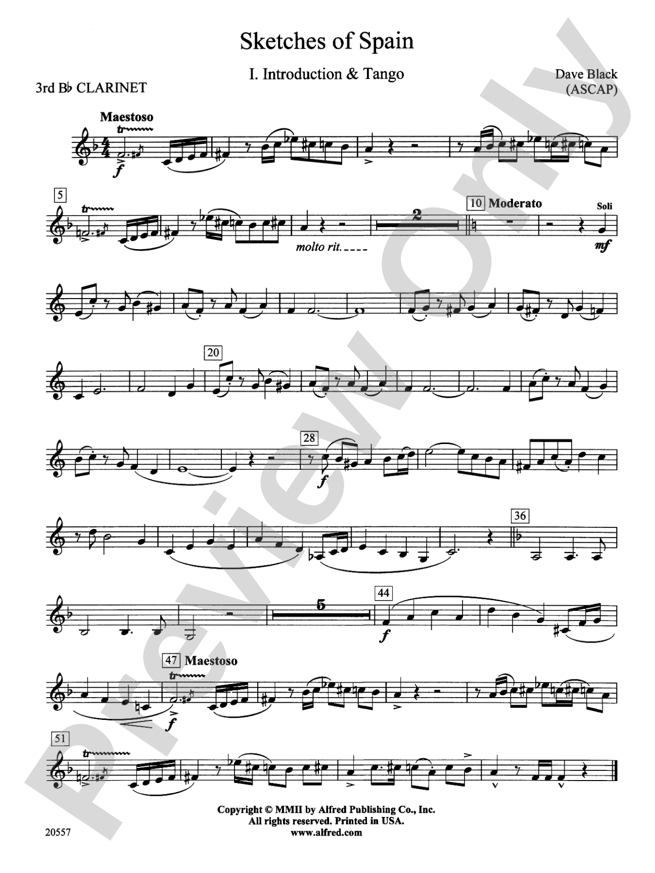 Sketches of Spain: 3rd B-flat Clarinet