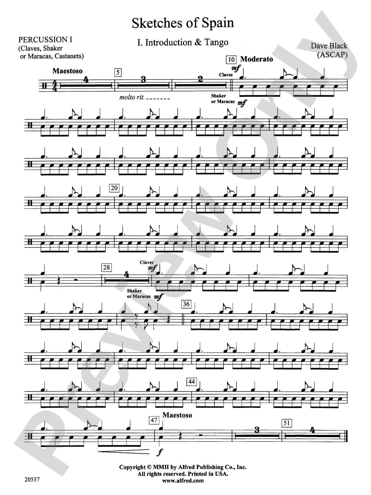 Sketches of Spain: 1st Percussion