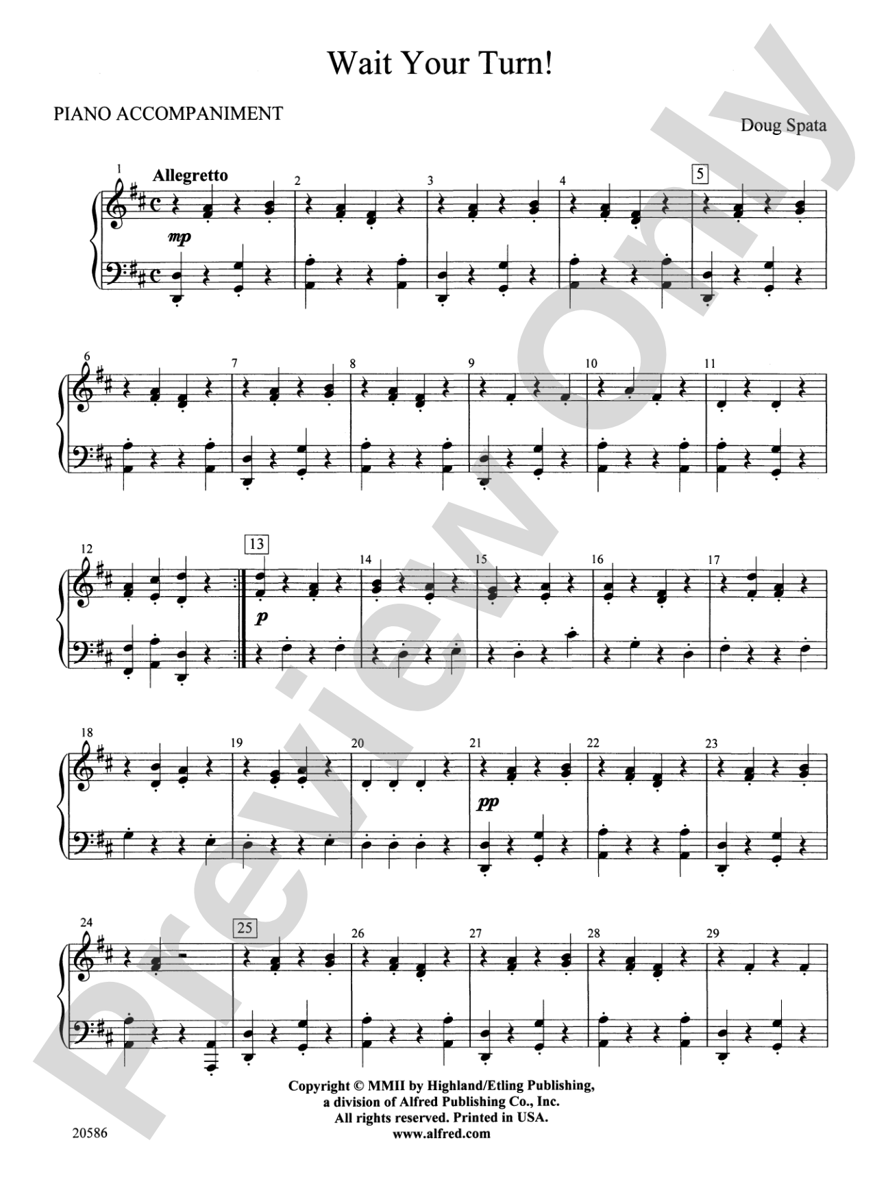 Wait Your Turn!: Piano Accompaniment