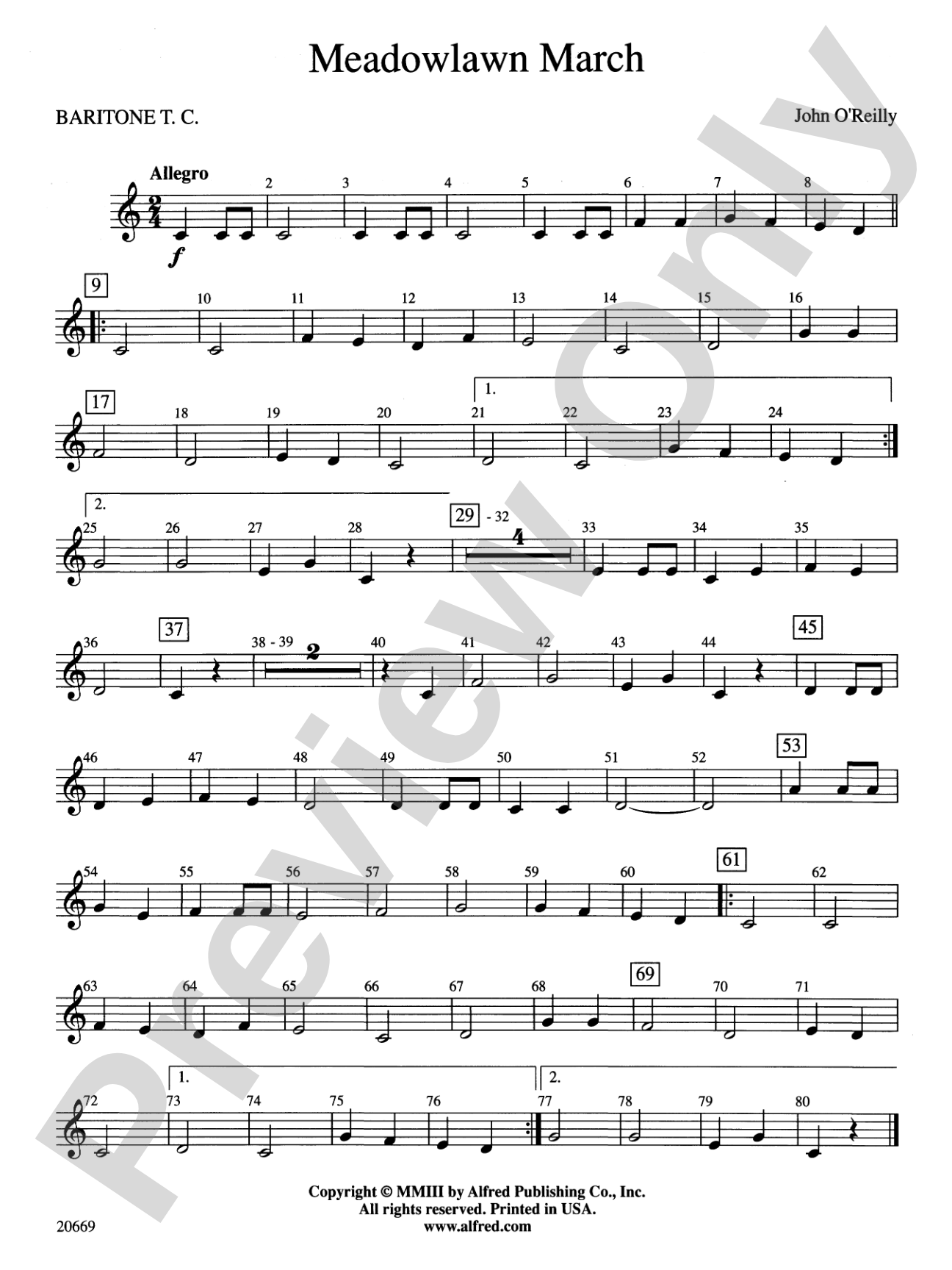 Meadowlawn March: Baritone T.C.