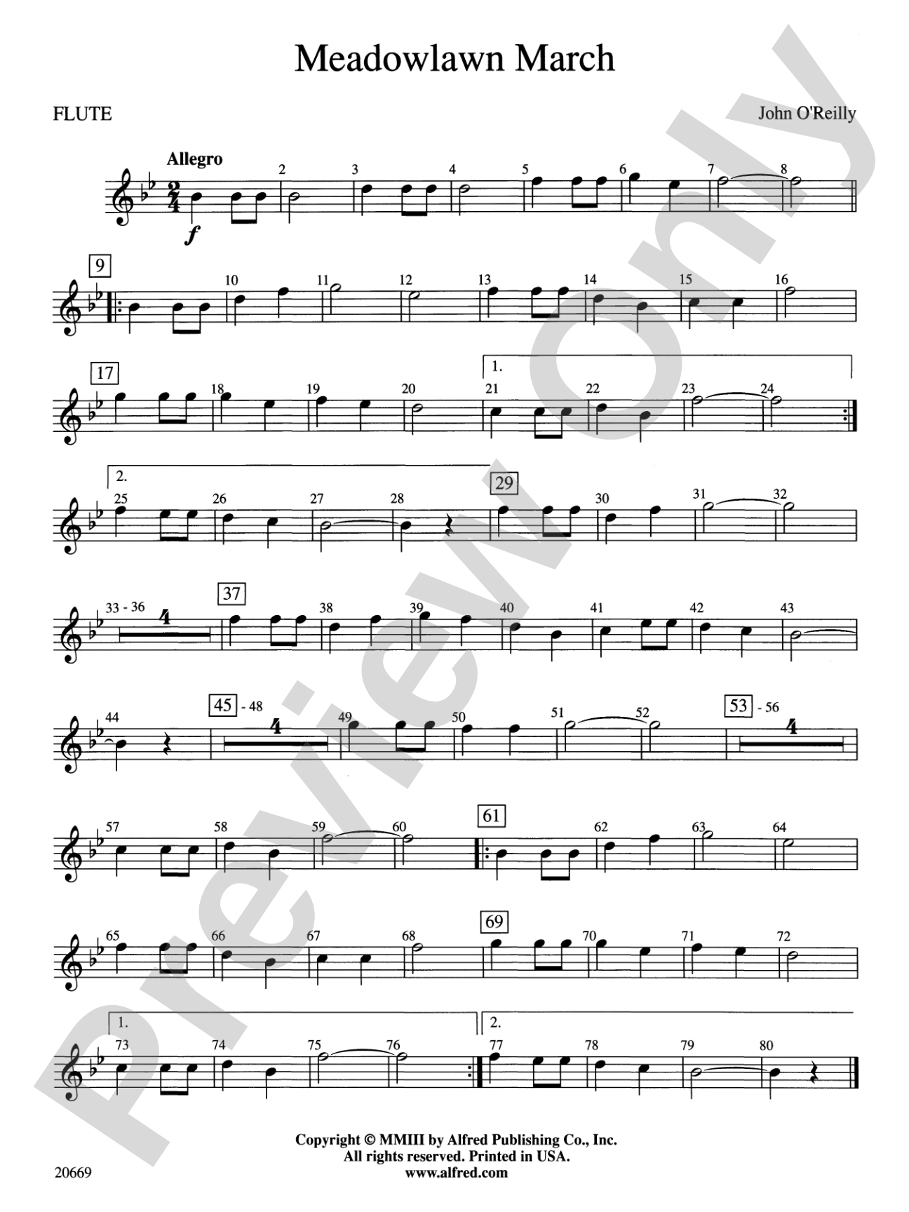 Meadowlawn March: Flute