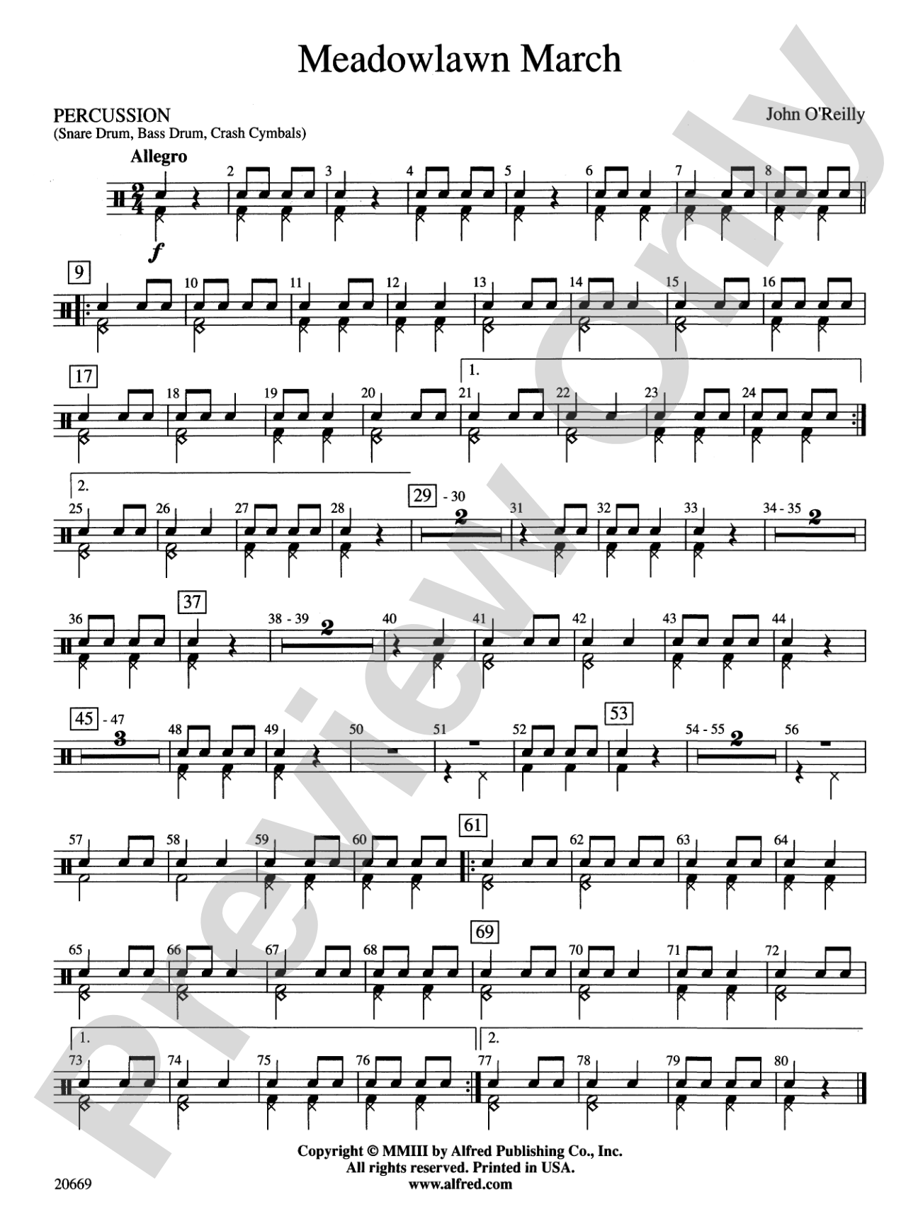 Meadowlawn March: 1st Percussion