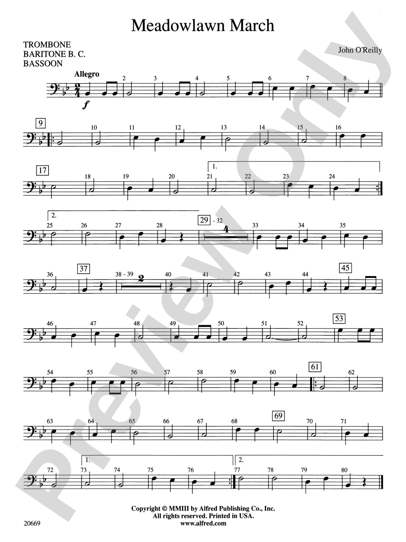 Meadowlawn March: 1st Trombone
