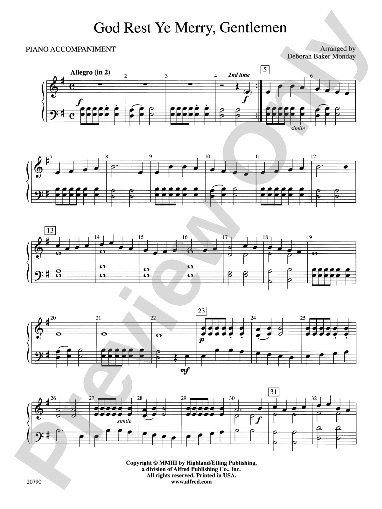 God Rest Ye Merry, Gentlemen: Piano Accompaniment