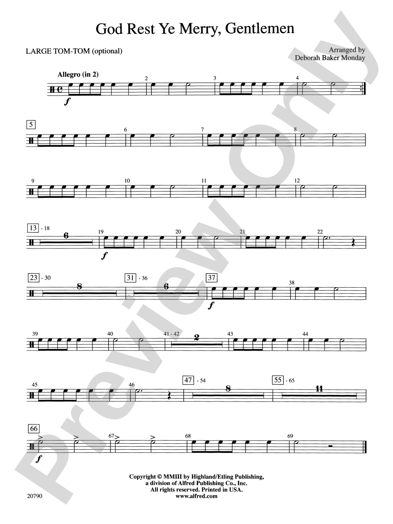 God Rest Ye Merry, Gentlemen: 1st Percussion