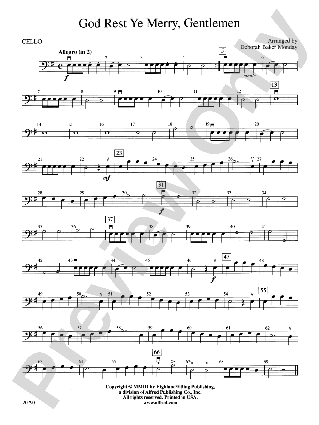 God Rest Ye Merry, Gentlemen: Cello