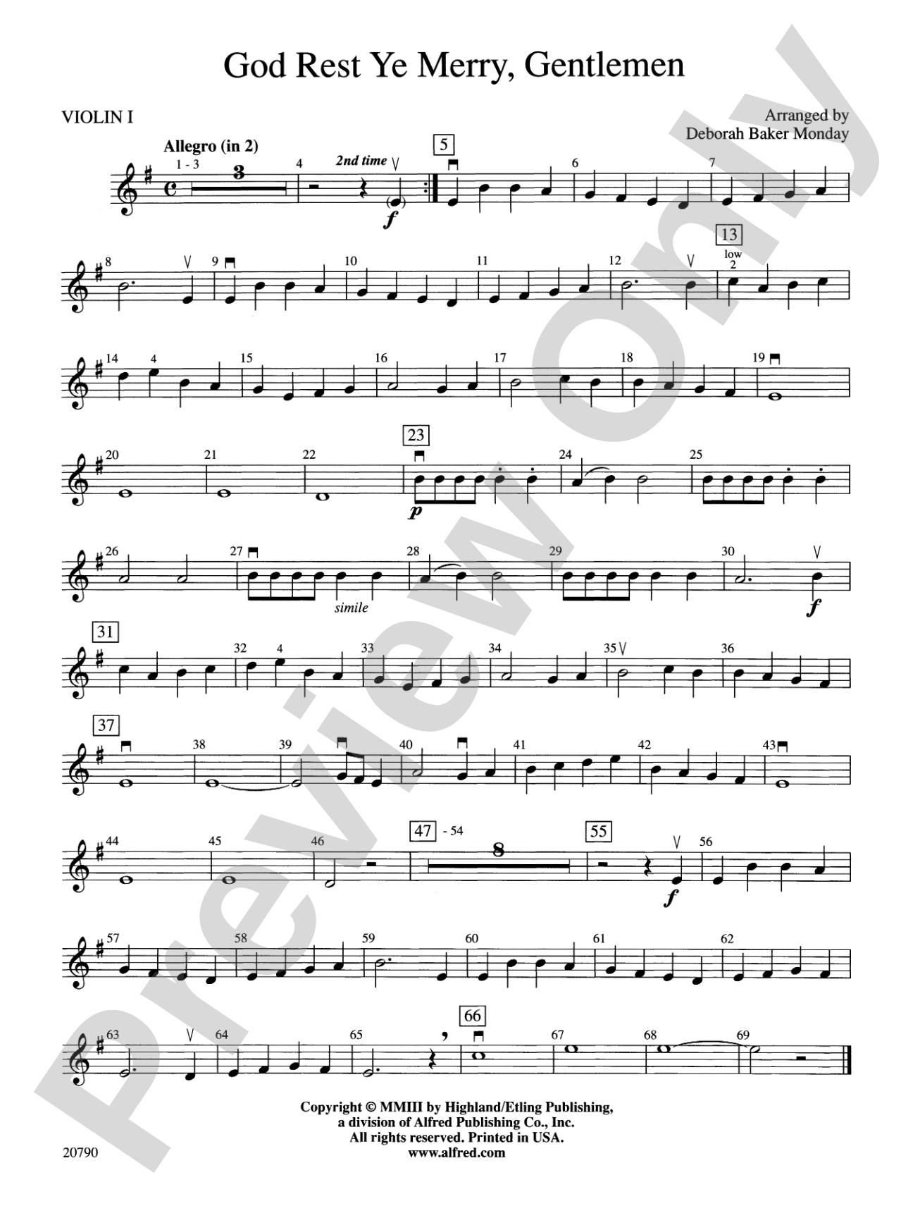 God Rest Ye Merry, Gentlemen: 1st Violin