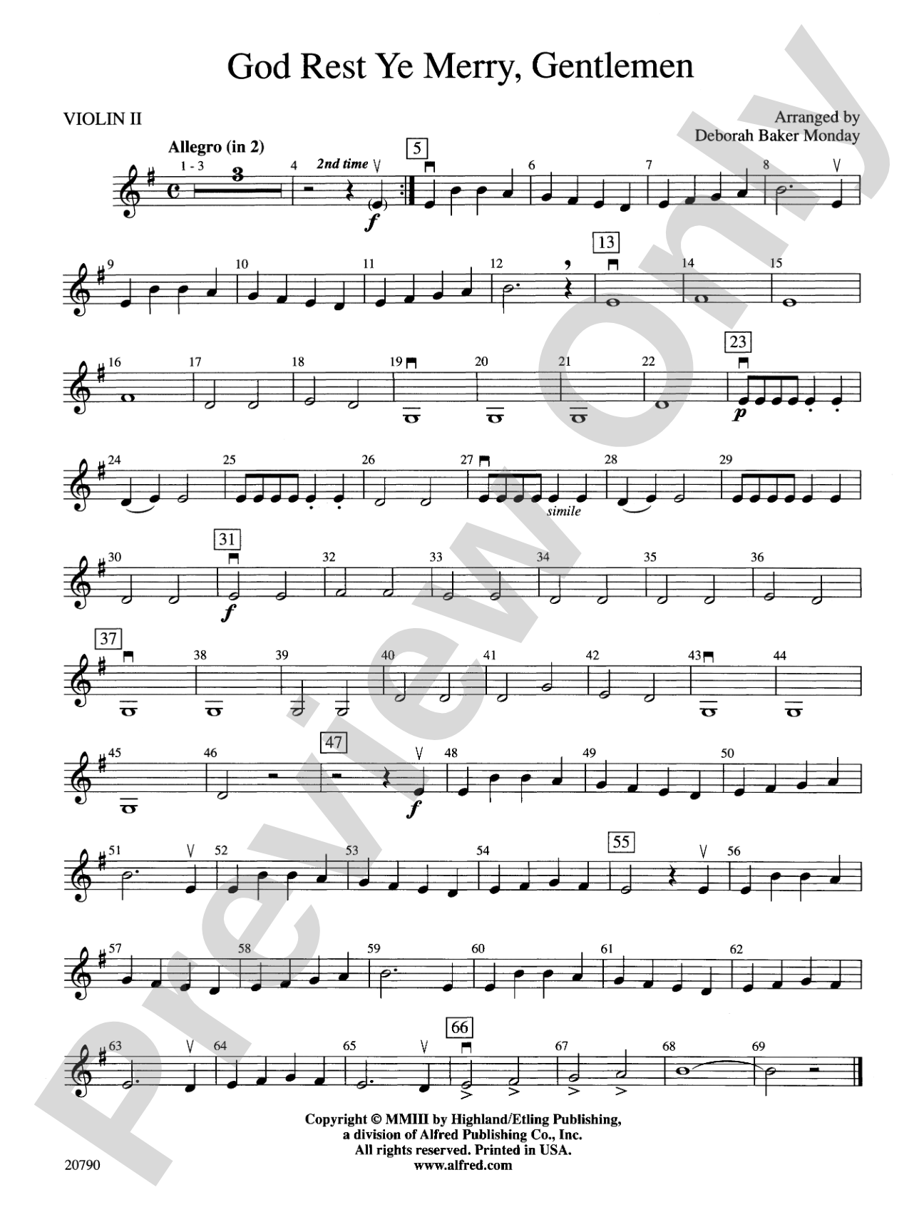 God Rest Ye Merry, Gentlemen: 2nd Violin