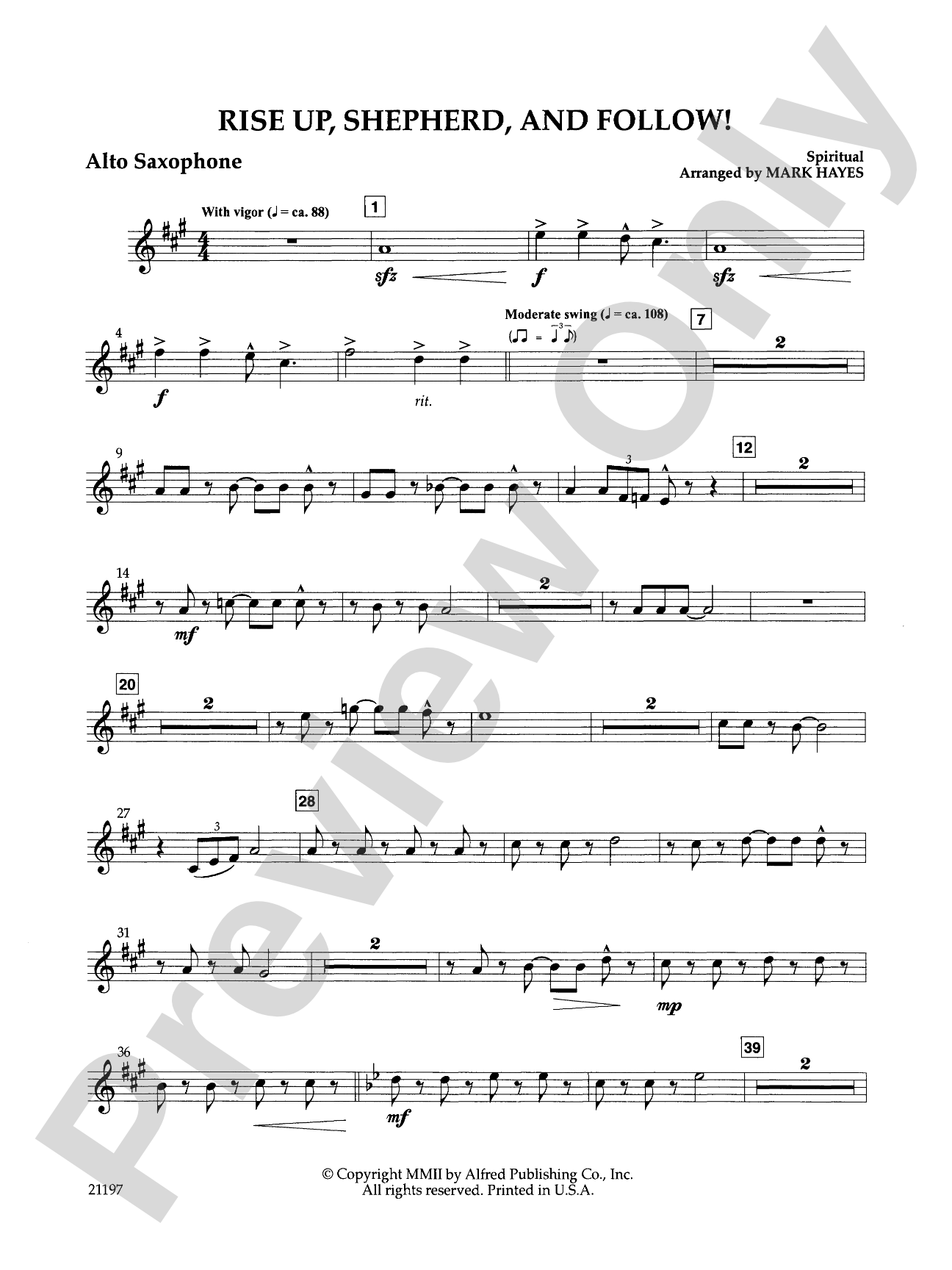Rise Up, Shepherd, and Follow!: E-flat Alto Saxophone: Choral SoundPax